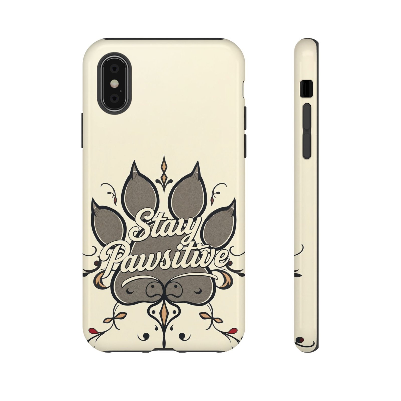Stay Pawsitive Floral Paw Phone Case | Dog Lover Gift | Glossy Tough iPhone, Samsung & Pixel Cover - Image 3