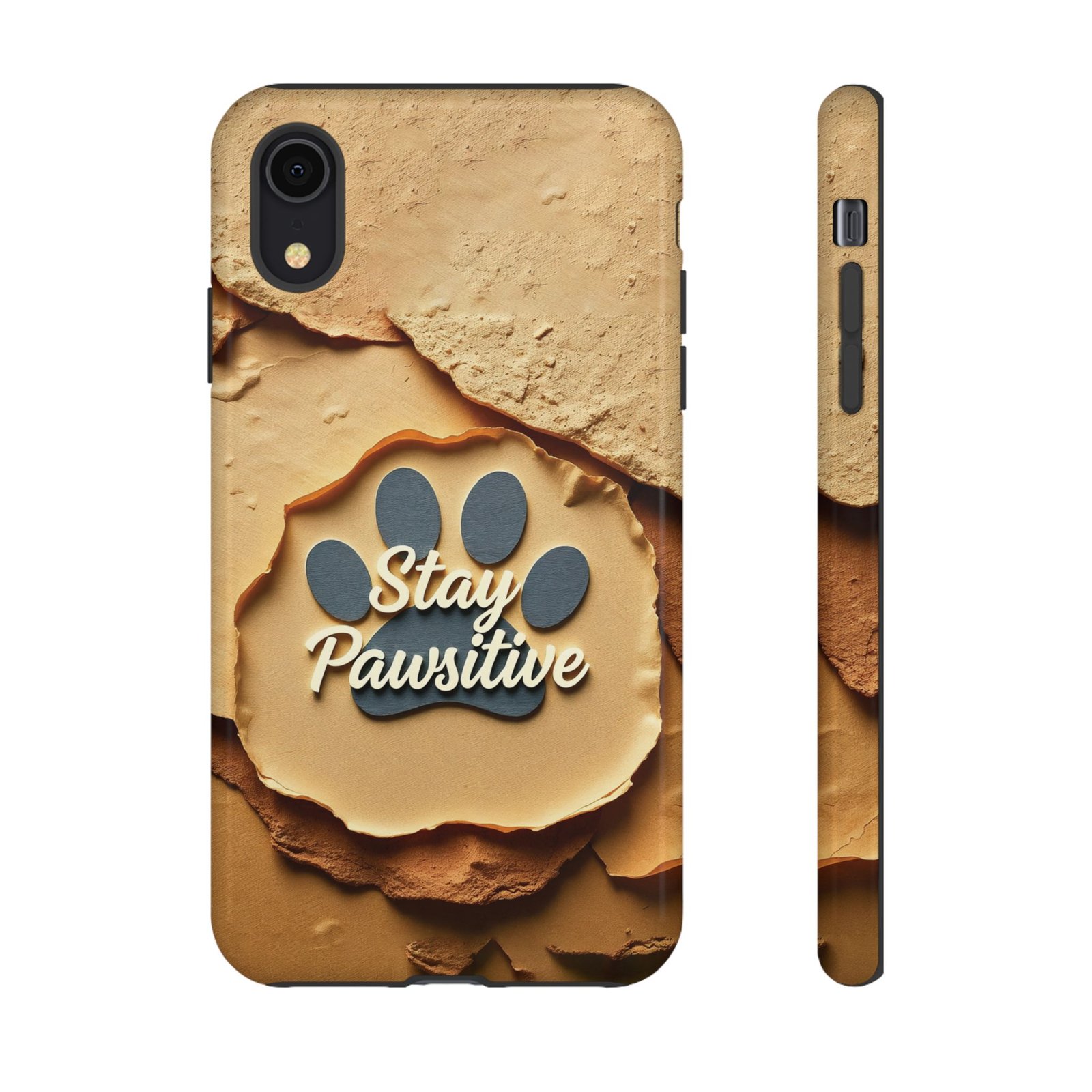 Stay Pawsitive Sand Paw Phone Case | Warm Earth-Tone Dog Lover Gift | Glossy Tough iPhone, Samsung & Pixel Cover - Image 4