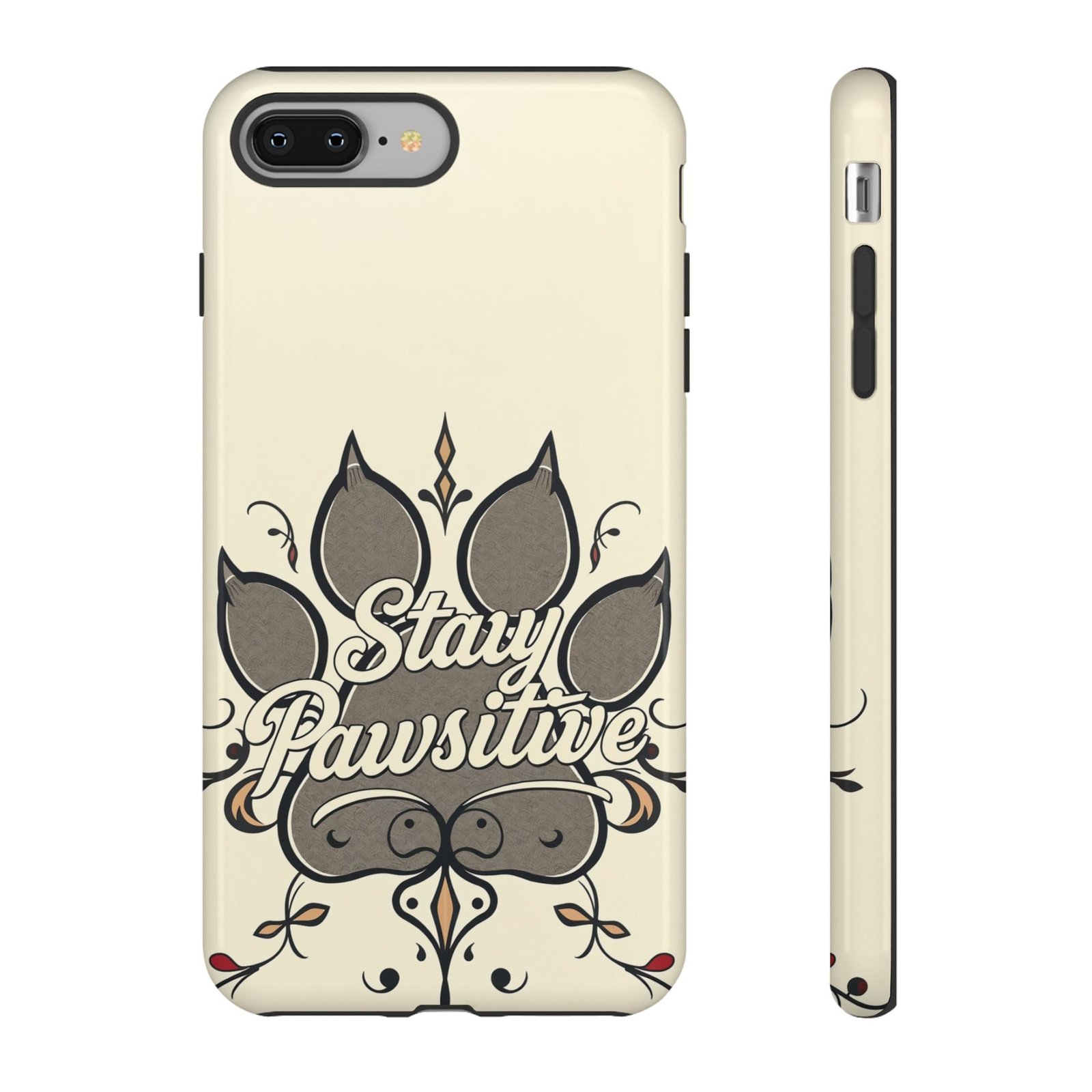 Stay Pawsitive Floral Paw Phone Case | Dog Lover Gift | Glossy Tough iPhone, Samsung & Pixel Cover - Image 2