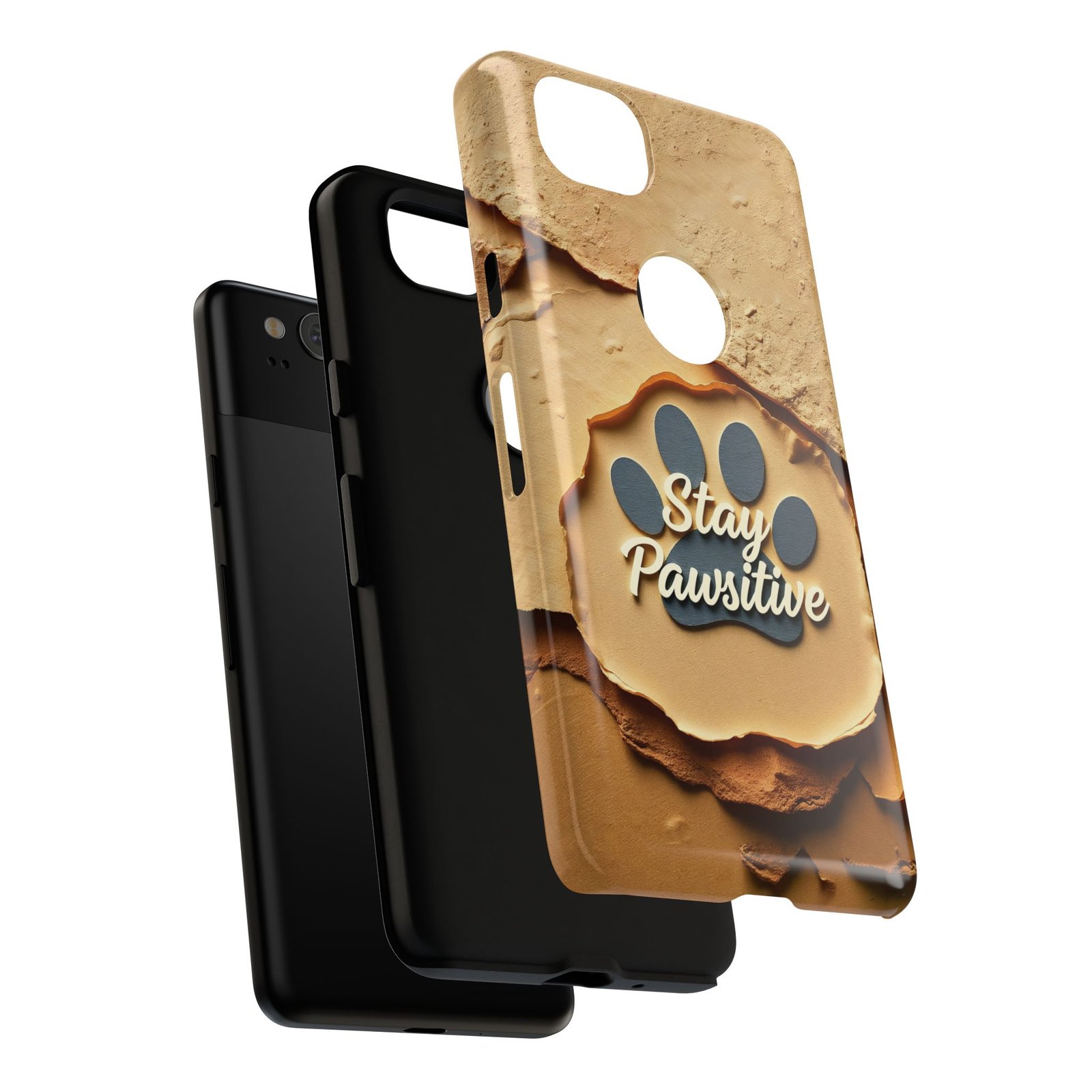 Stay Pawsitive Sand Paw Phone Case | Warm Earth-Tone Dog Lover Gift | Glossy Tough iPhone, Samsung & Pixel Cover - Image 140