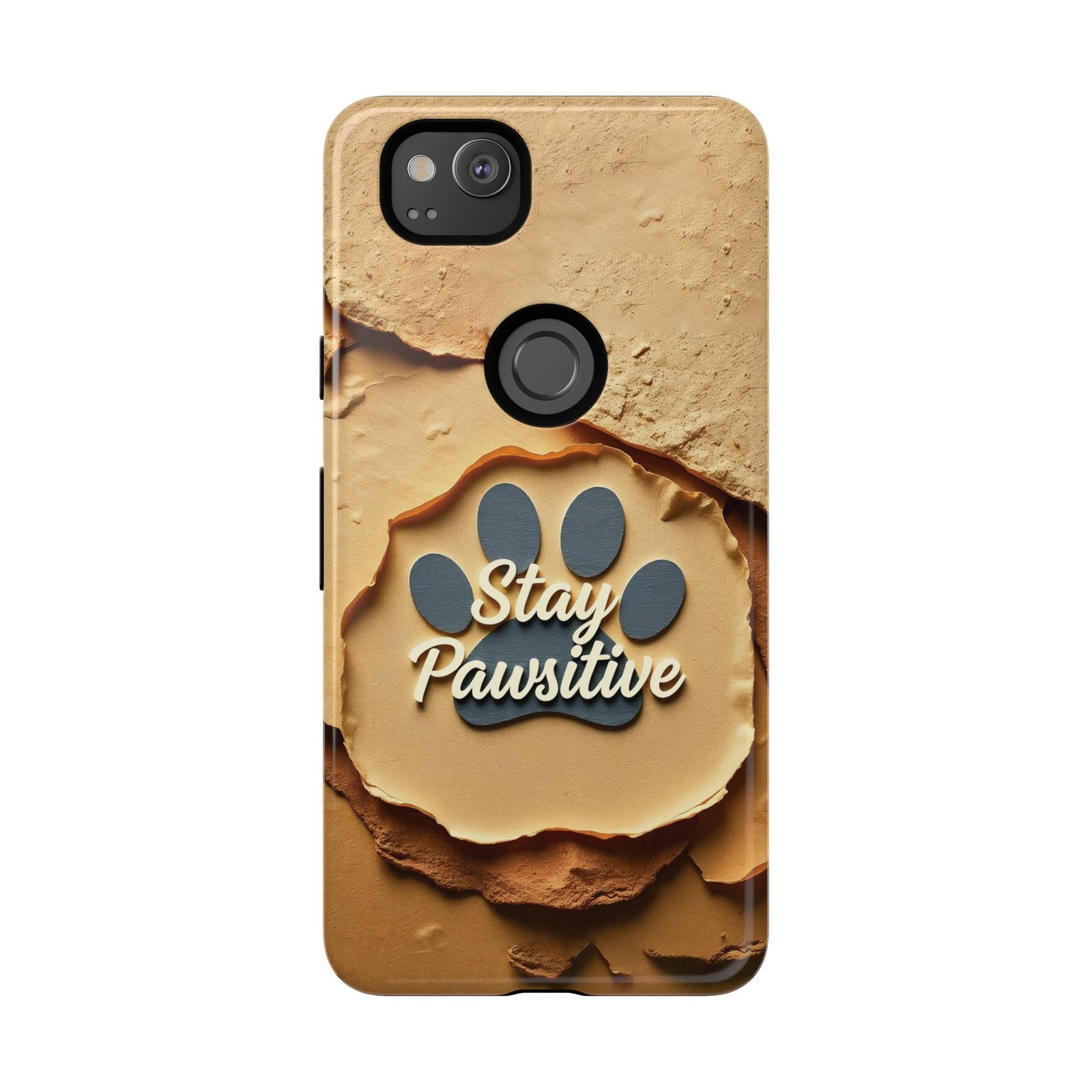 Stay Pawsitive Sand Paw Phone Case | Warm Earth-Tone Dog Lover Gift | Glossy Tough iPhone, Samsung & Pixel Cover - Image 138