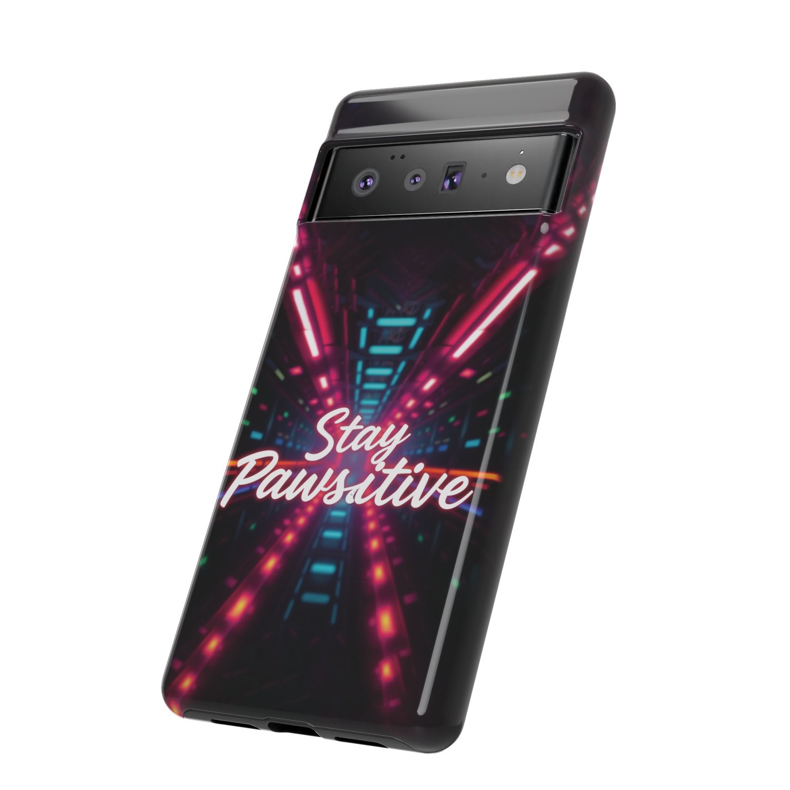 Stay Pawsitive Cyber Tunnel Phone Case | Futuristic Dog Lover Gift | Glossy Tough iPhone, Samsung & Pixel Cover - Image 77