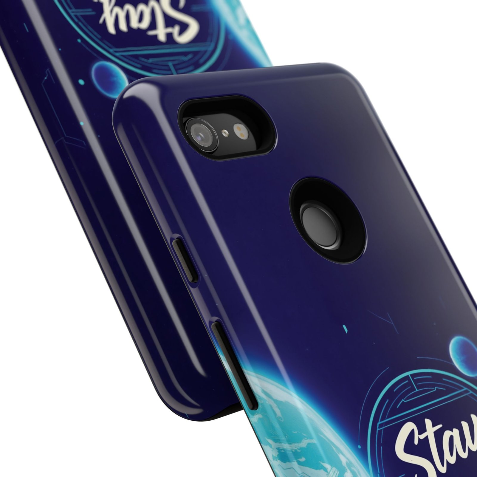 Stay Pawsitive Planet Phone Case | Cyber Paws Collection by CleoCloudy™ | Glossy Tough iPhone, Samsung & Pixel Cover - Image 144