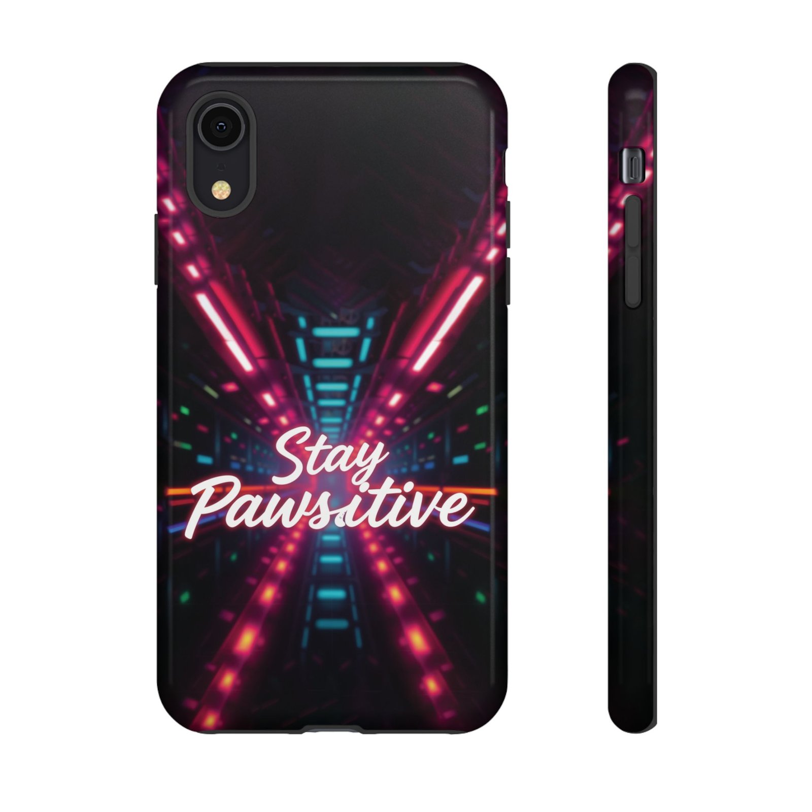 Stay Pawsitive Cyber Tunnel Phone Case | Futuristic Dog Lover Gift | Glossy Tough iPhone, Samsung & Pixel Cover - Image 4