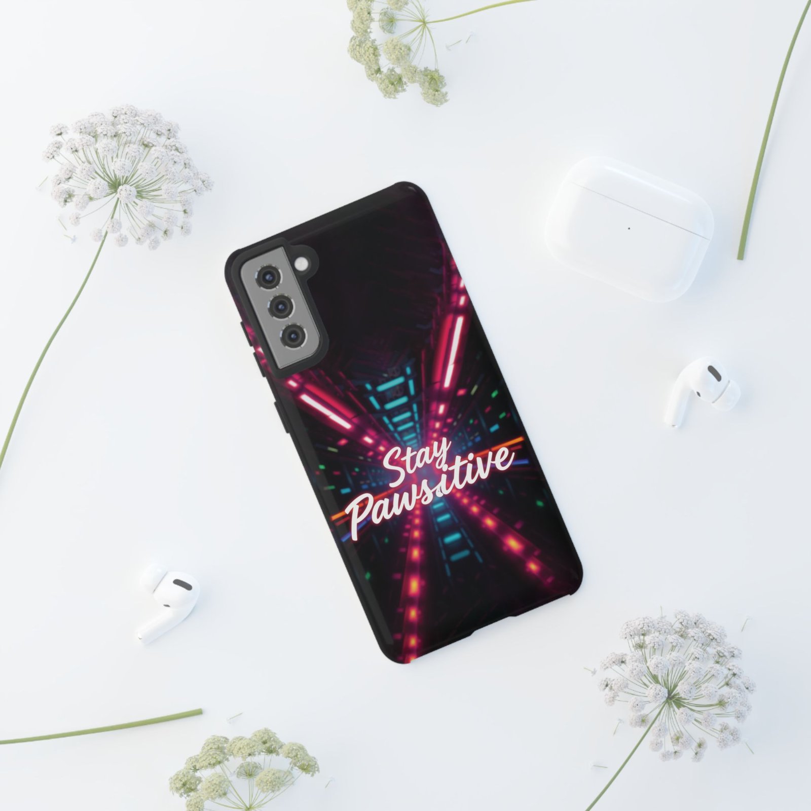 Stay Pawsitive Cyber Tunnel Phone Case | Futuristic Dog Lover Gift | Glossy Tough iPhone, Samsung & Pixel Cover - Image 29