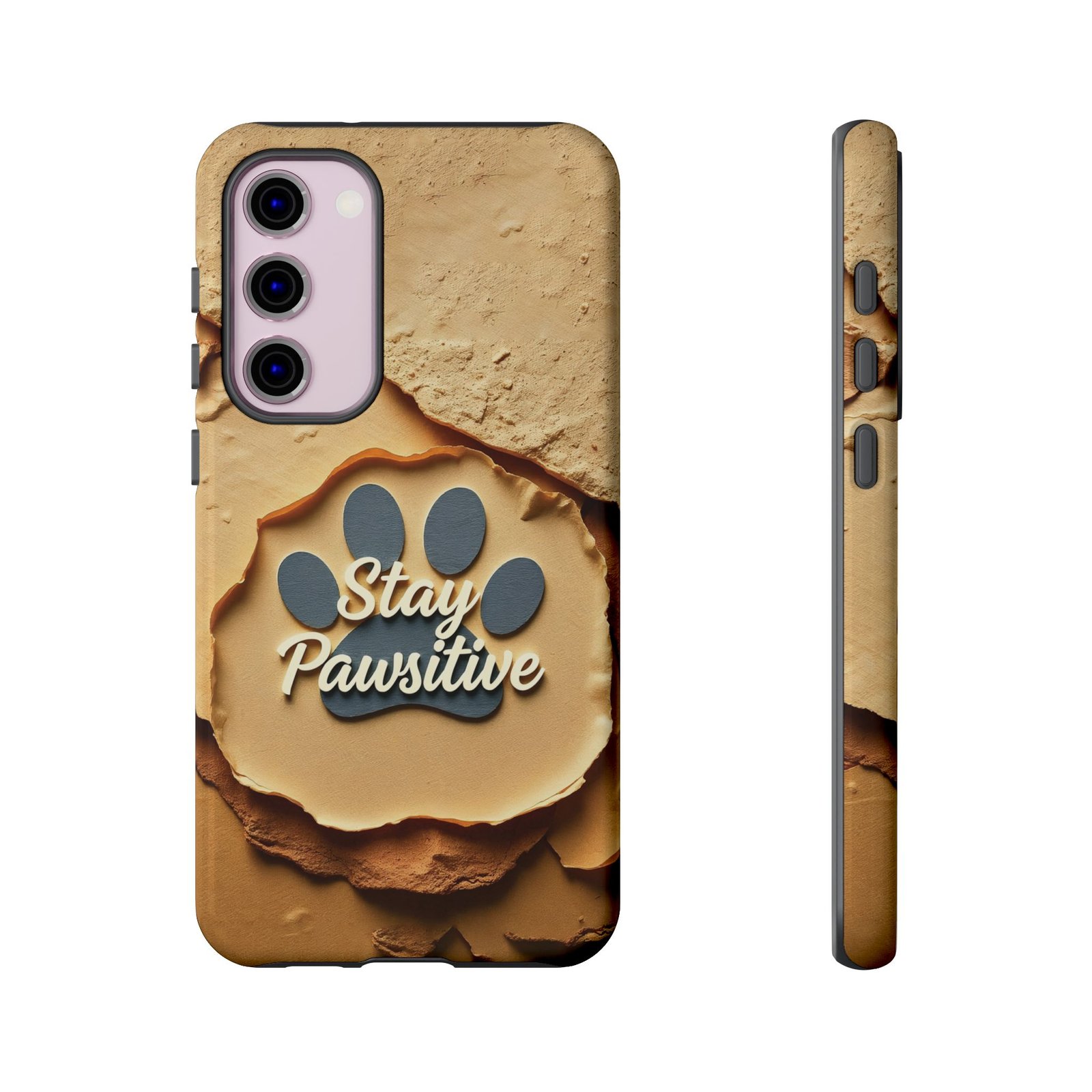 Stay Pawsitive Sand Paw Phone Case | Warm Earth-Tone Dog Lover Gift | Glossy Tough iPhone, Samsung & Pixel Cover - Image 65