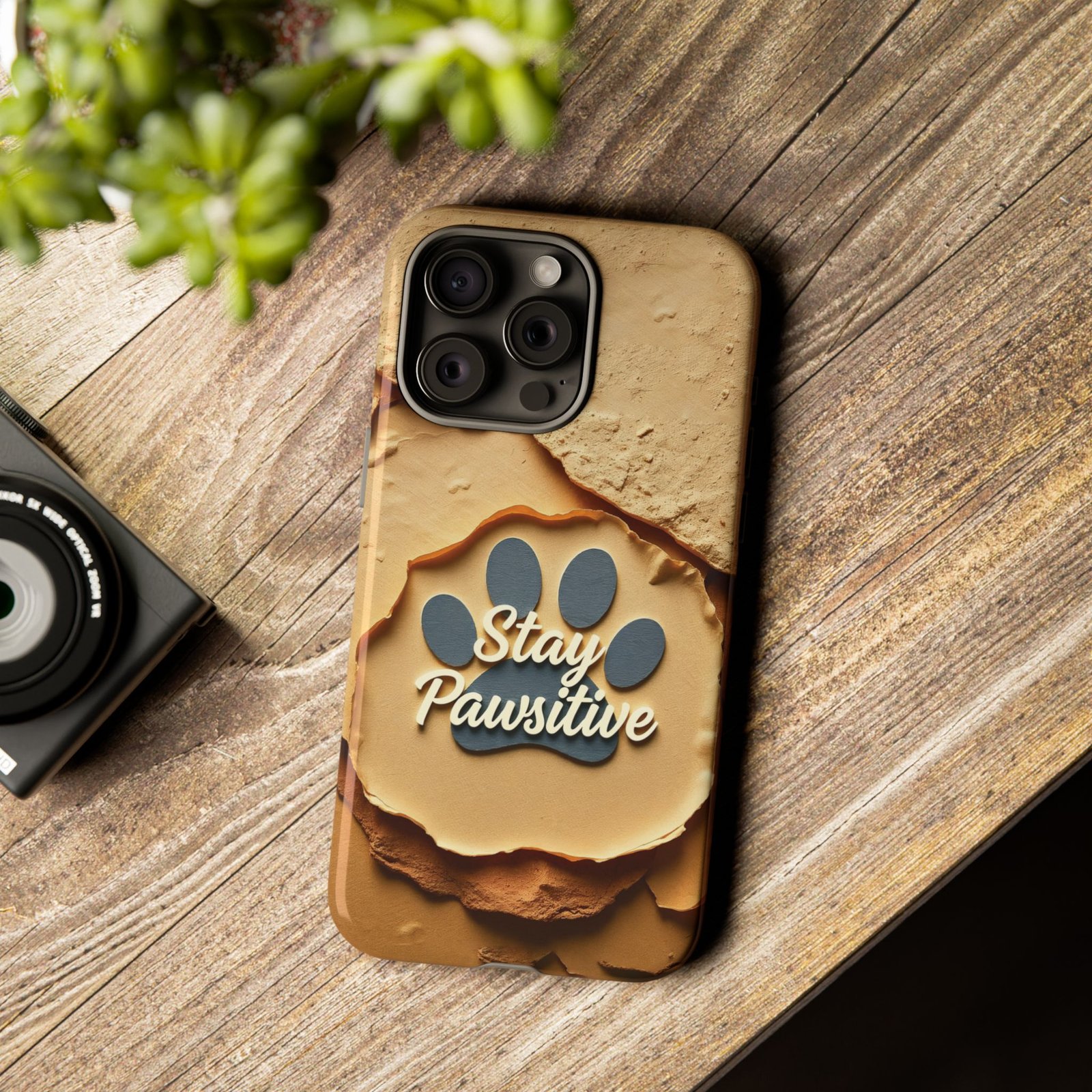 Stay Pawsitive Sand Paw Phone Case | Warm Earth-Tone Dog Lover Gift | Glossy Tough iPhone, Samsung & Pixel Cover - Image 92