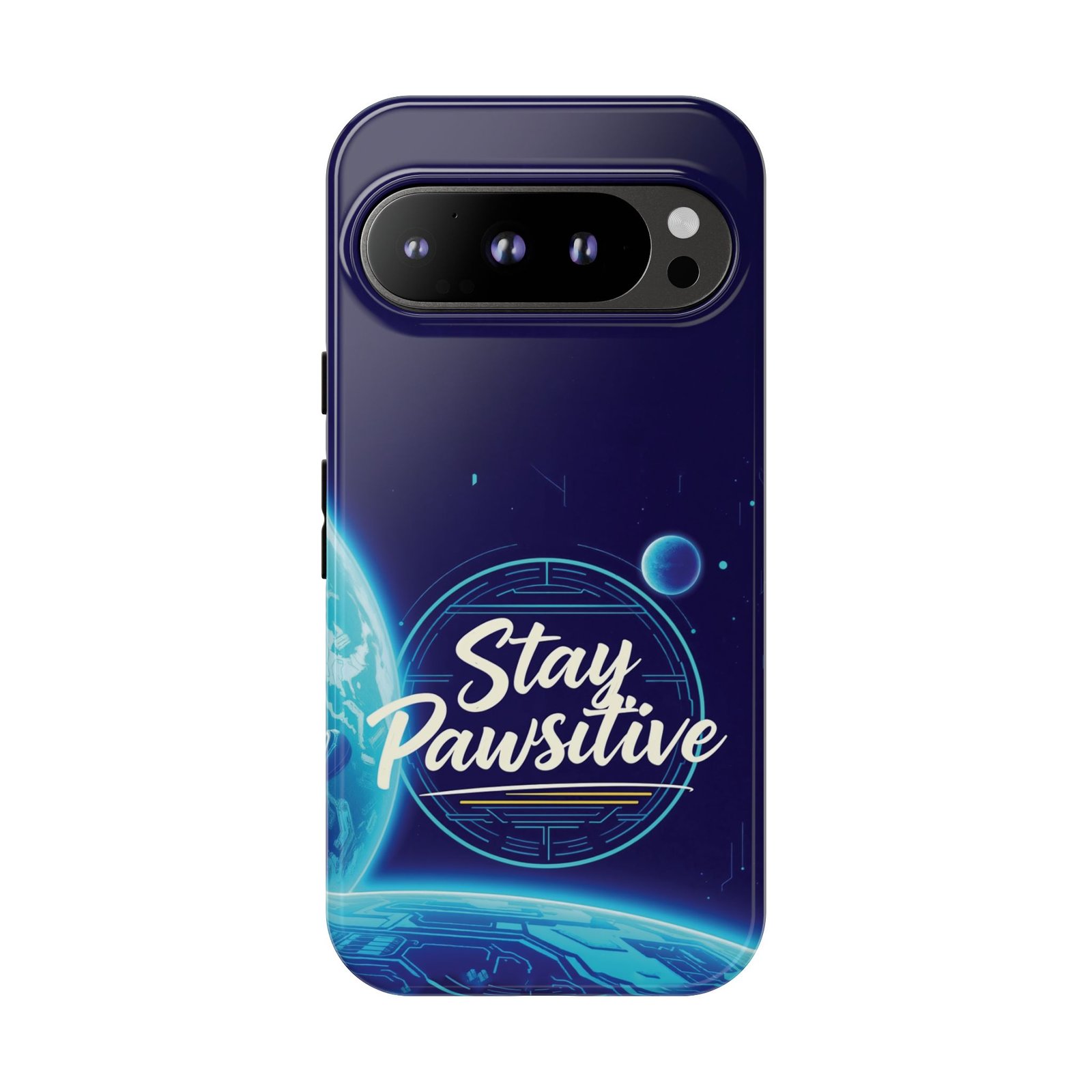 Stay Pawsitive Planet Phone Case | Cyber Paws Collection by CleoCloudy™ | Glossy Tough iPhone, Samsung & Pixel Cover - Image 131