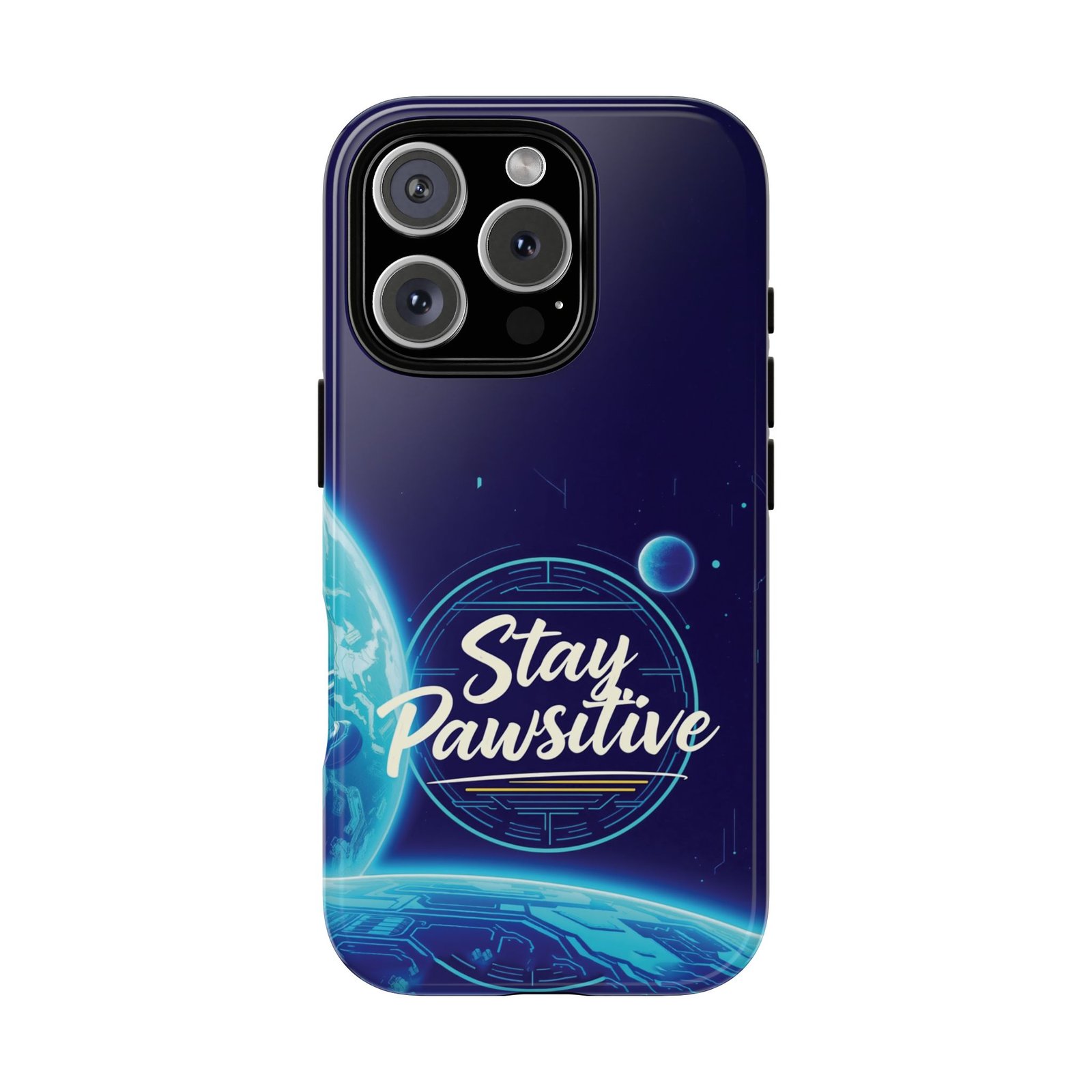 Stay Pawsitive Planet Phone Case | Cyber Paws Collection by CleoCloudy™ | Glossy Tough iPhone, Samsung & Pixel Cover - Image 120