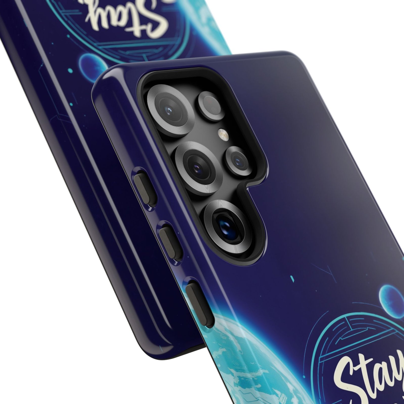 Stay Pawsitive Planet Phone Case | Cyber Paws Collection by CleoCloudy™ | Glossy Tough iPhone, Samsung & Pixel Cover - Image 167