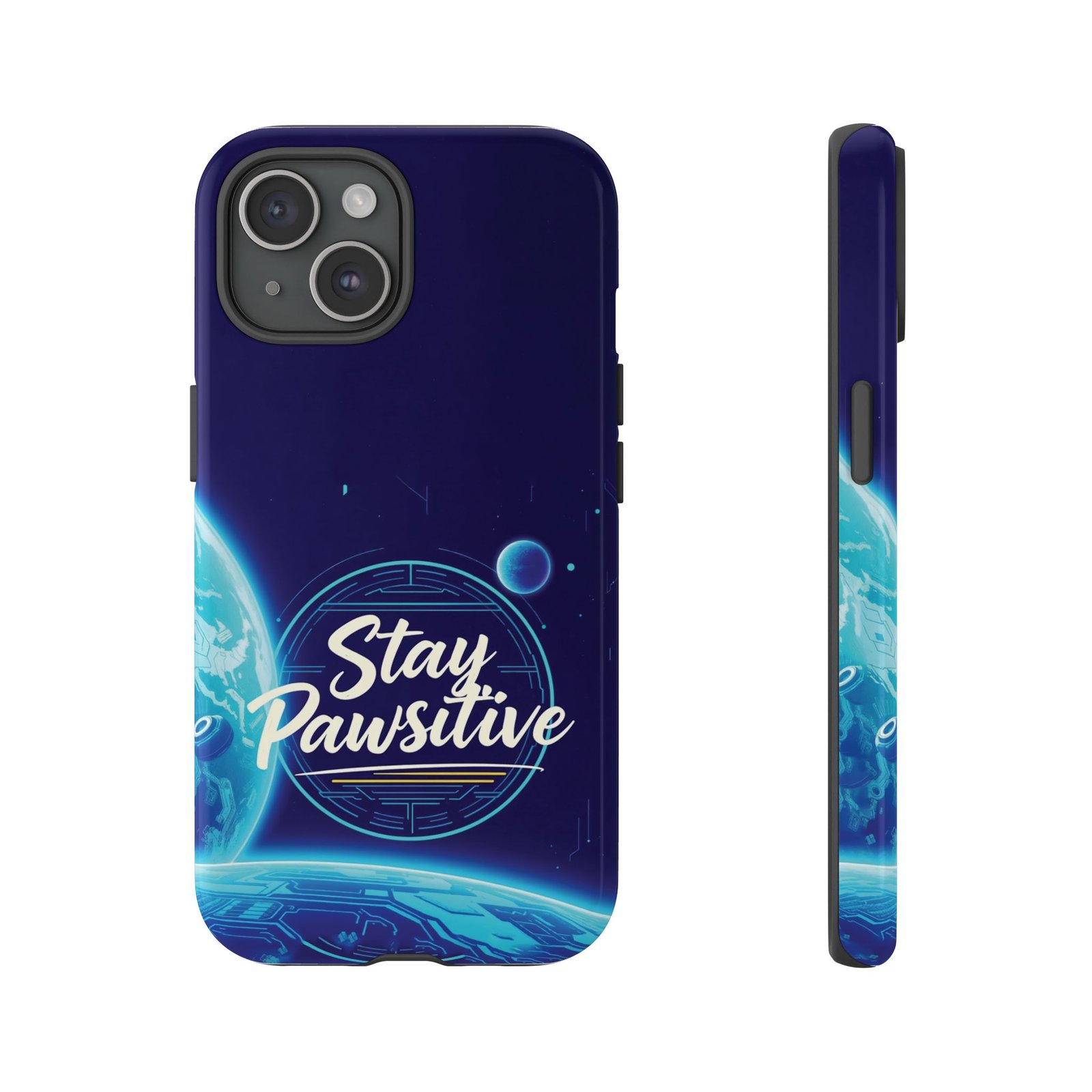 Stay Pawsitive Planet Phone Case | Cyber Paws Collection by CleoCloudy™ | Glossy Tough iPhone, Samsung & Pixel Cover - Image 80