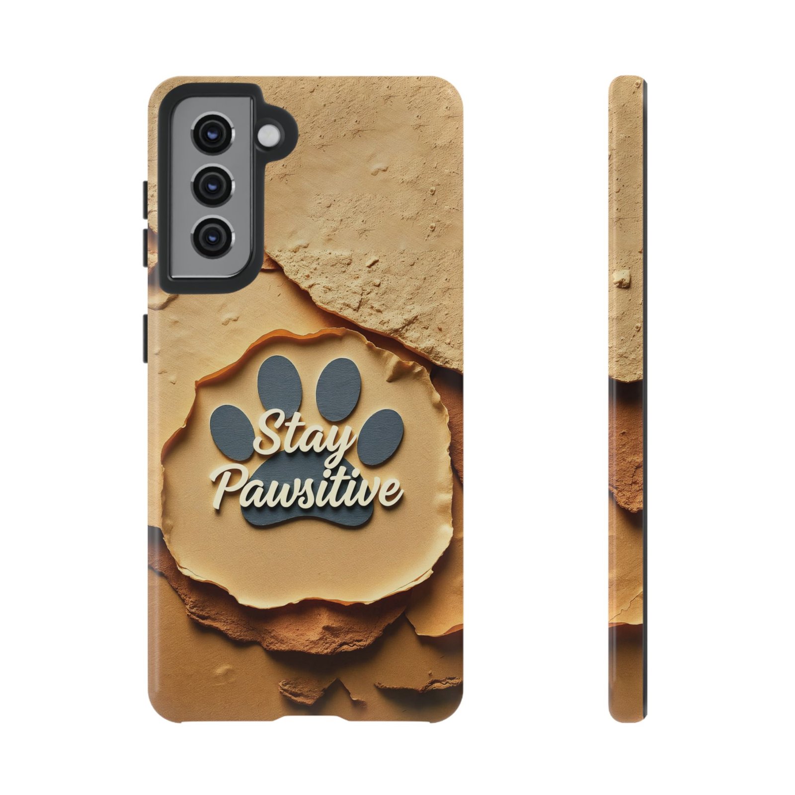 Stay Pawsitive Sand Paw Phone Case | Warm Earth-Tone Dog Lover Gift | Glossy Tough iPhone, Samsung & Pixel Cover - Image 27