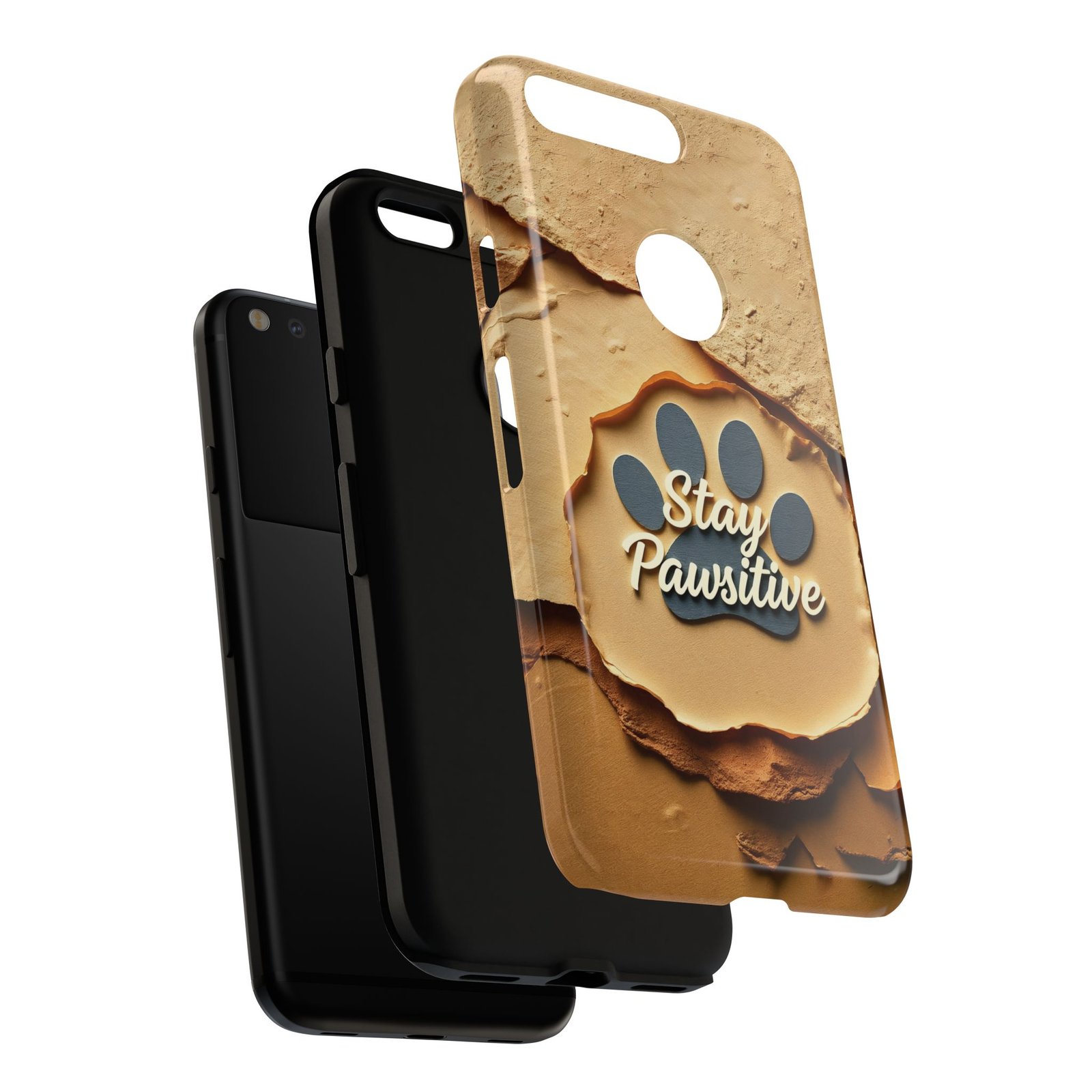 Stay Pawsitive Sand Paw Phone Case | Warm Earth-Tone Dog Lover Gift | Glossy Tough iPhone, Samsung & Pixel Cover - Image 155