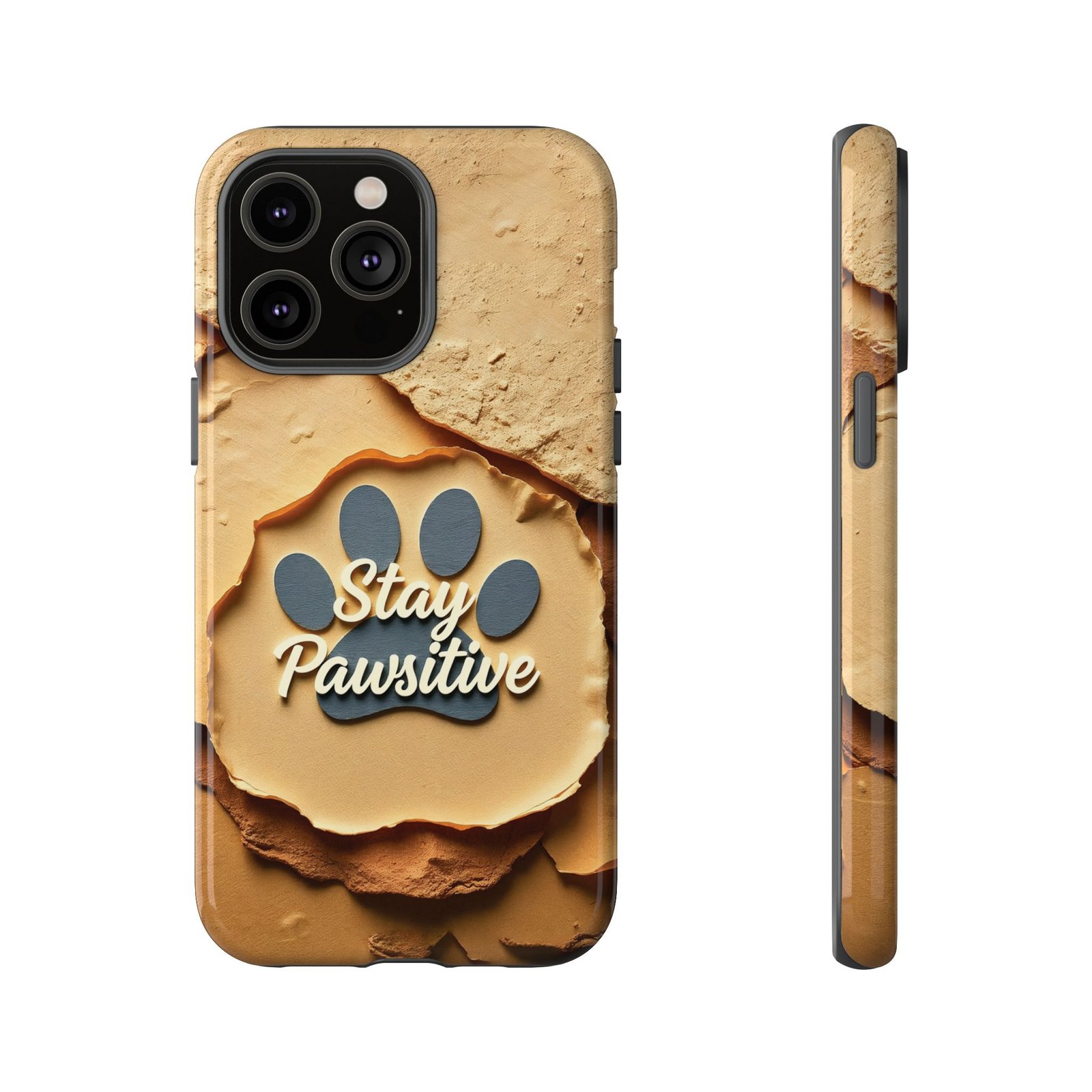 Stay Pawsitive Sand Paw Phone Case | Warm Earth-Tone Dog Lover Gift | Glossy Tough iPhone, Samsung & Pixel Cover - Image 57