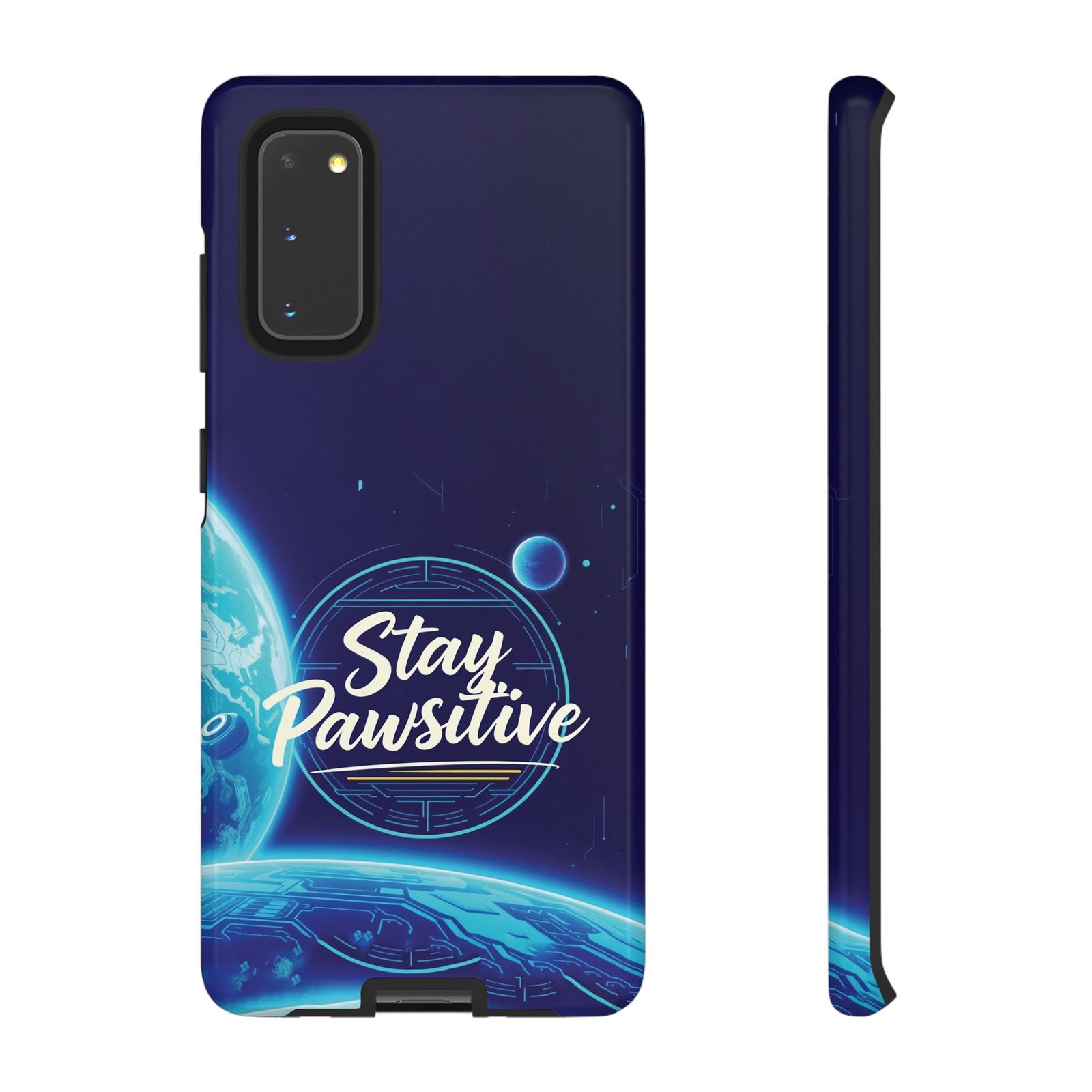 Stay Pawsitive Planet Phone Case | Cyber Paws Collection by CleoCloudy™ | Glossy Tough iPhone, Samsung & Pixel Cover - Image 12