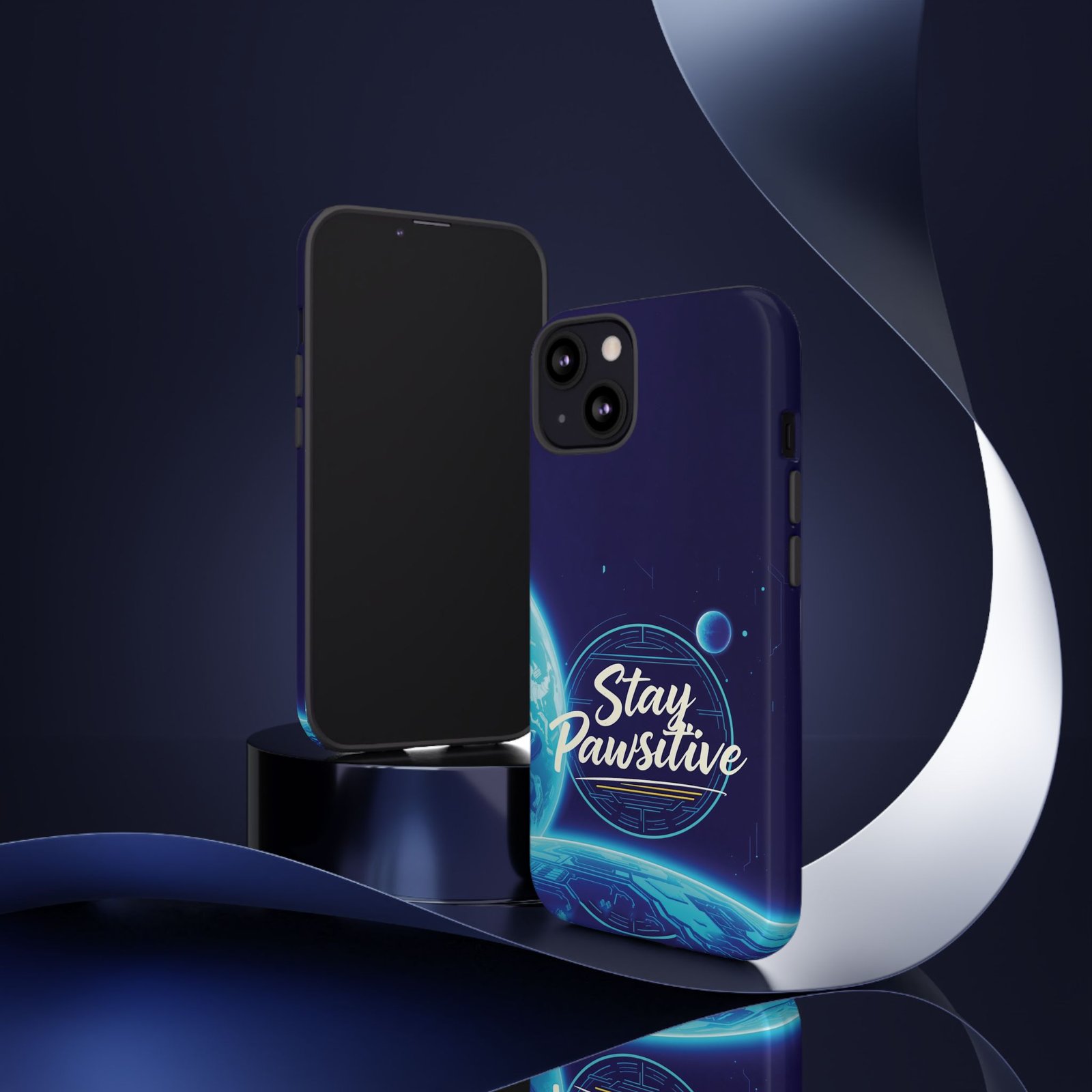 Stay Pawsitive Planet Phone Case | Cyber Paws Collection by CleoCloudy™ | Glossy Tough iPhone, Samsung & Pixel Cover - Image 19