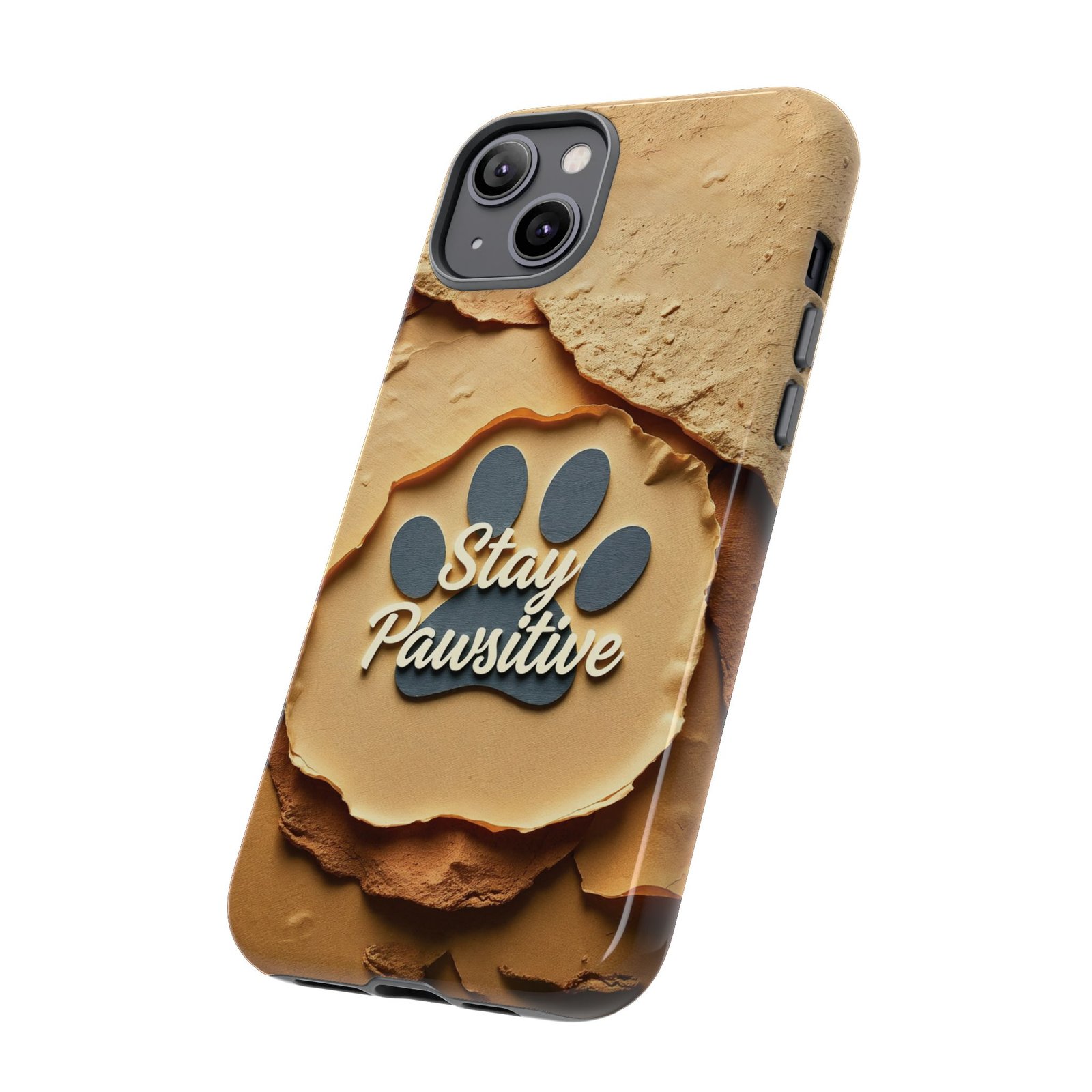 Stay Pawsitive Sand Paw Phone Case | Warm Earth-Tone Dog Lover Gift | Glossy Tough iPhone, Samsung & Pixel Cover - Image 54