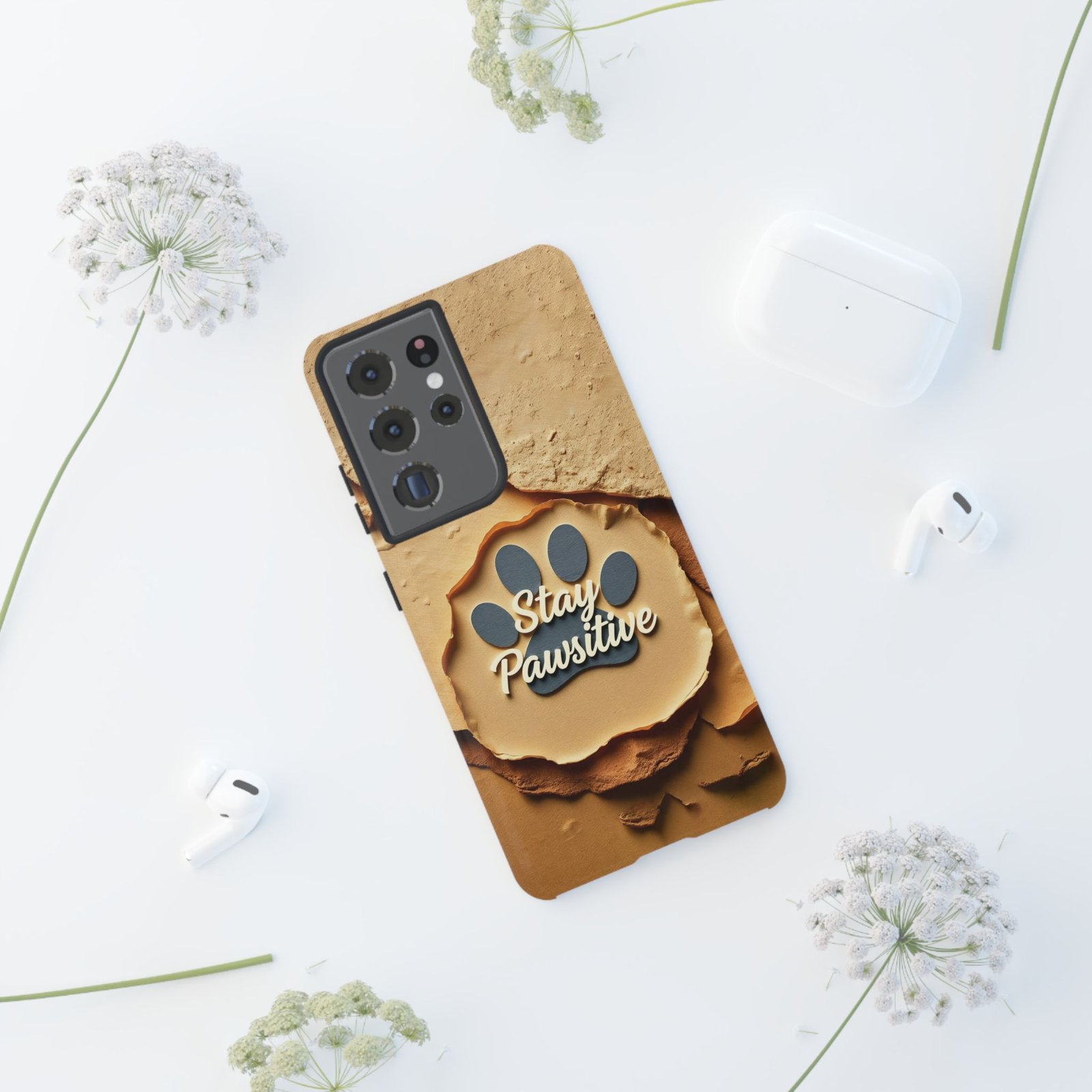 Stay Pawsitive Sand Paw Phone Case | Warm Earth-Tone Dog Lover Gift | Glossy Tough iPhone, Samsung & Pixel Cover - Image 32