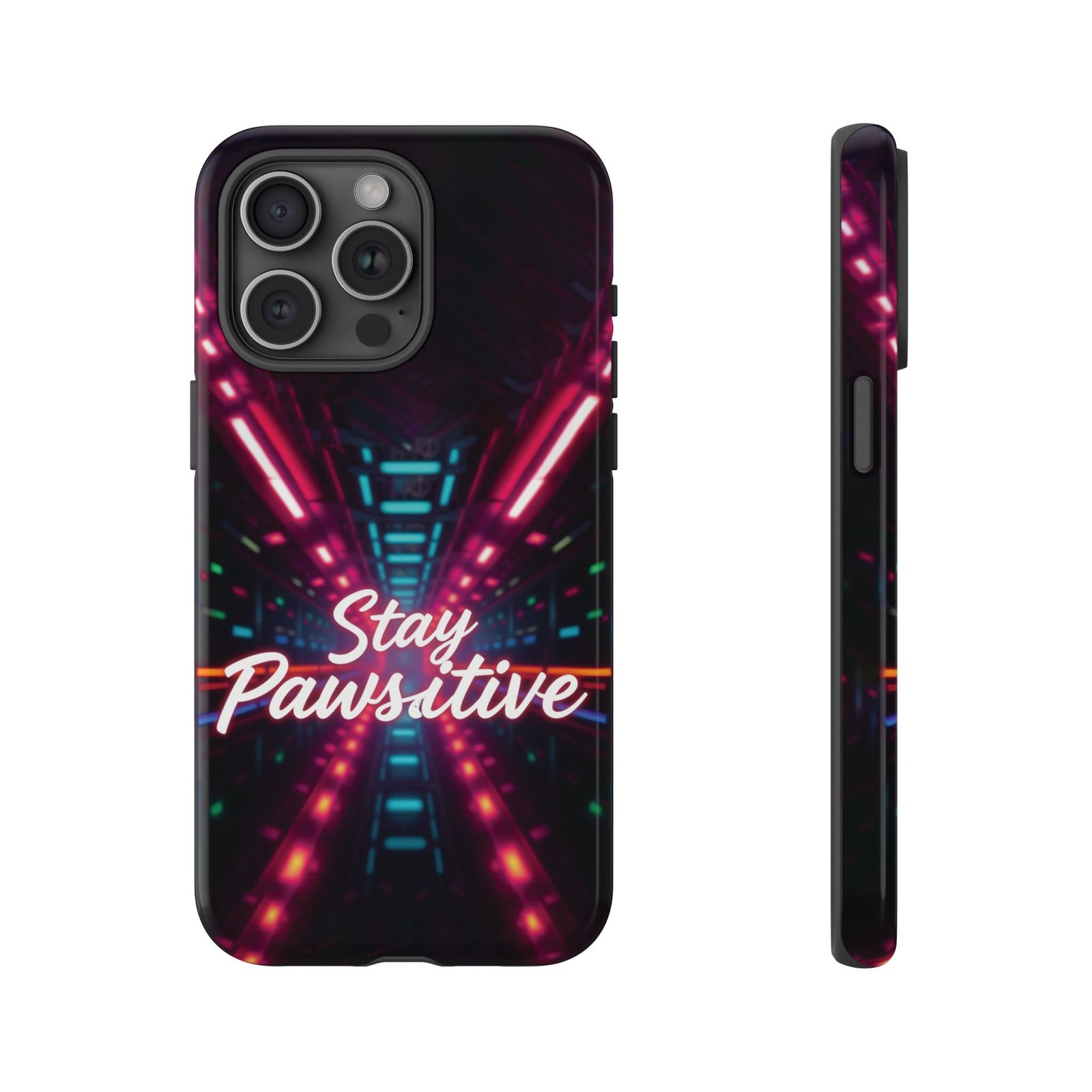 Stay Pawsitive Cyber Tunnel Phone Case | Futuristic Dog Lover Gift | Glossy Tough iPhone, Samsung & Pixel Cover - Image 89