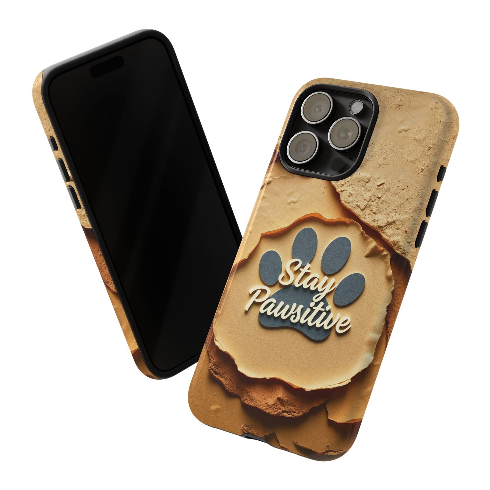 Stay Pawsitive Sand Paw Phone Case | Warm Earth-Tone Dog Lover Gift | Glossy Tough iPhone, Samsung & Pixel Cover - Image 91