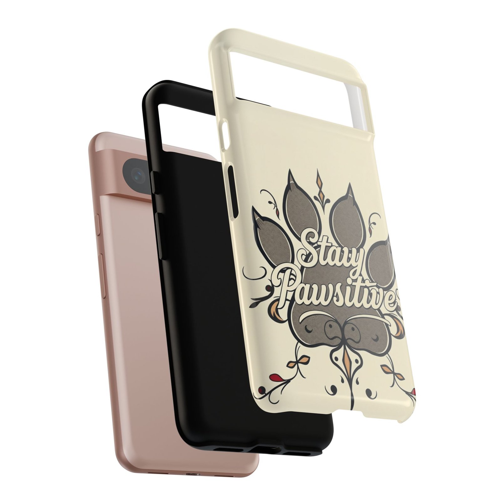 Stay Pawsitive Floral Paw Phone Case | Dog Lover Gift | Glossy Tough iPhone, Samsung & Pixel Cover - Image 111