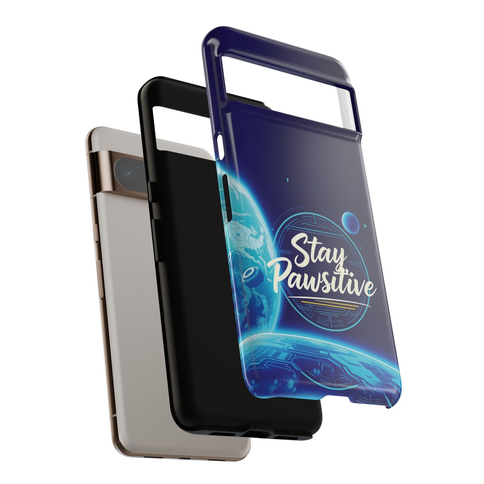 Stay Pawsitive Planet Phone Case | Cyber Paws Collection by CleoCloudy™ | Glossy Tough iPhone, Samsung & Pixel Cover - Image 107