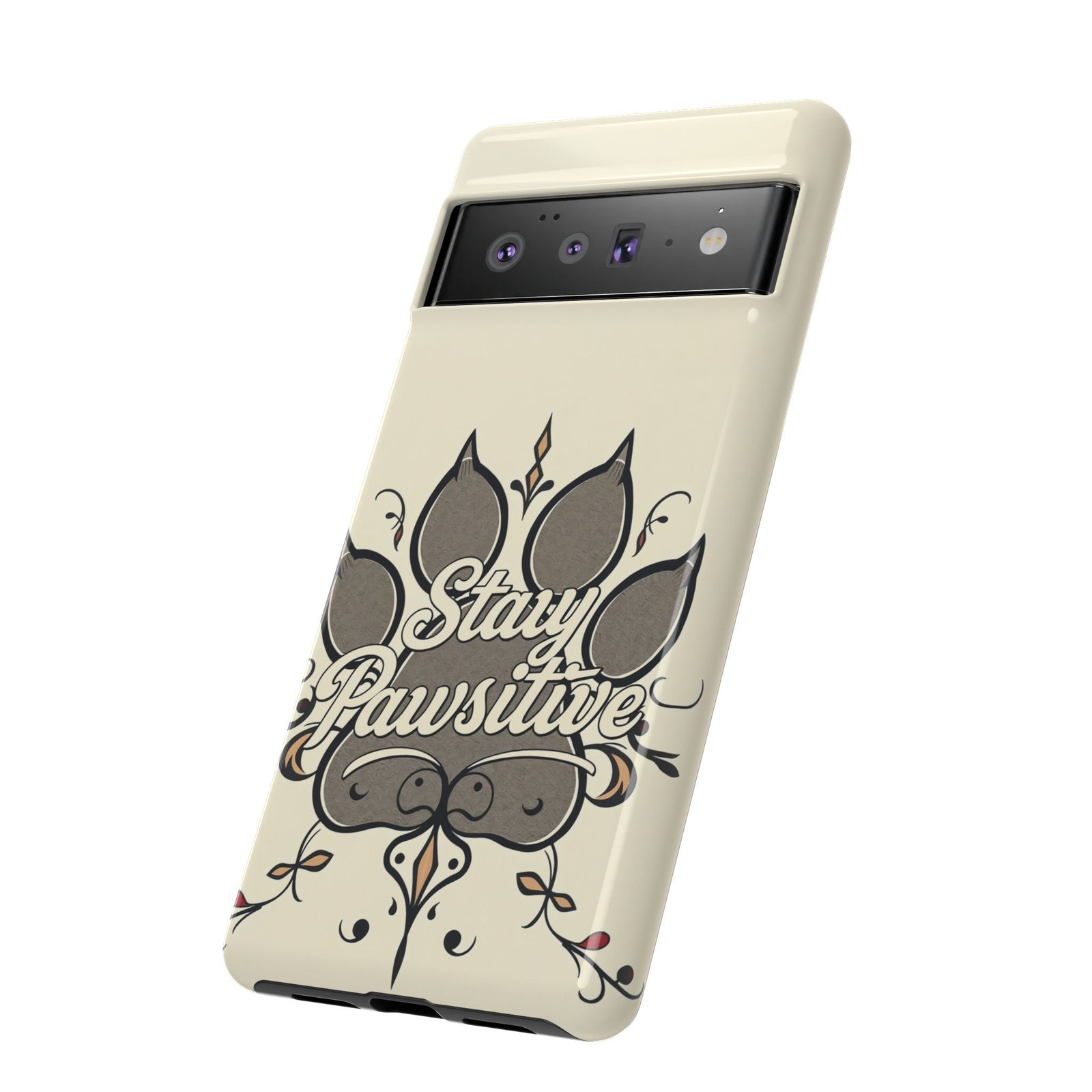 Stay Pawsitive Floral Paw Phone Case | Dog Lover Gift | Glossy Tough iPhone, Samsung & Pixel Cover - Image 77