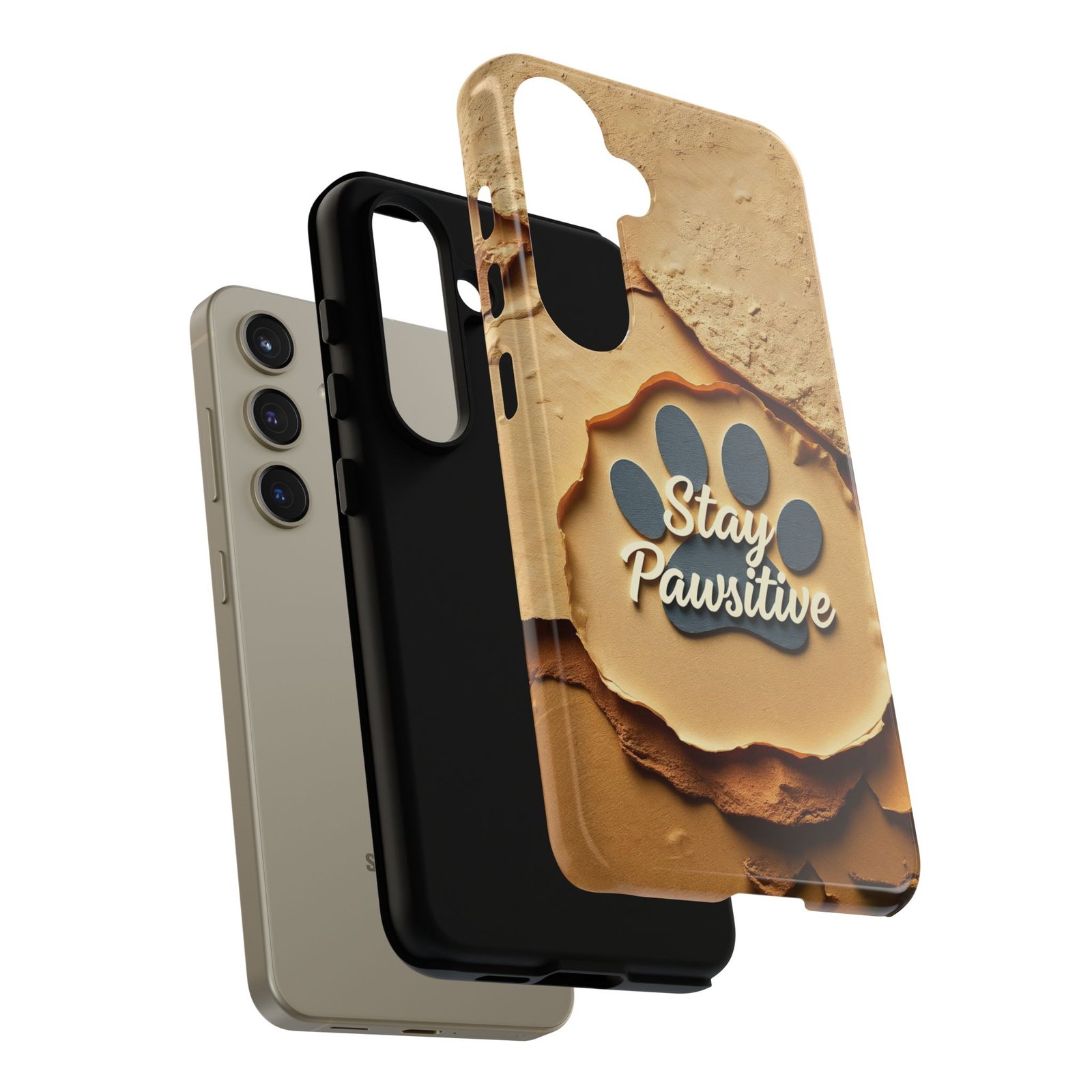 Stay Pawsitive Sand Paw Phone Case | Warm Earth-Tone Dog Lover Gift | Glossy Tough iPhone, Samsung & Pixel Cover - Image 96