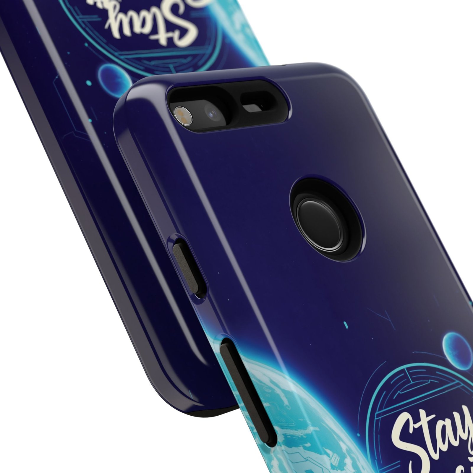 Stay Pawsitive Planet Phone Case | Cyber Paws Collection by CleoCloudy™ | Glossy Tough iPhone, Samsung & Pixel Cover - Image 153