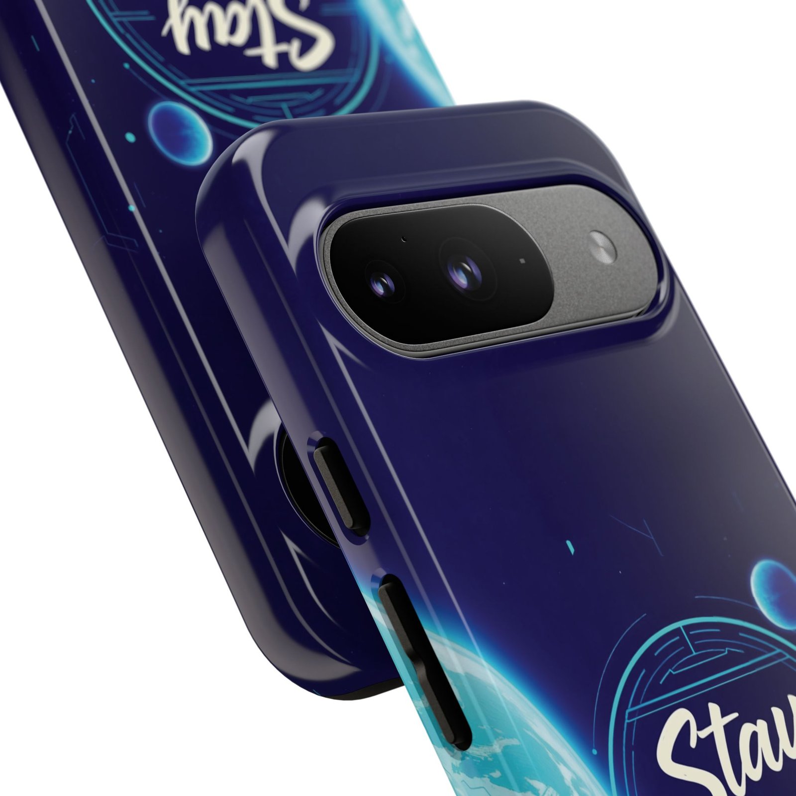 Stay Pawsitive Planet Phone Case | Cyber Paws Collection by CleoCloudy™ | Glossy Tough iPhone, Samsung & Pixel Cover - Image 129