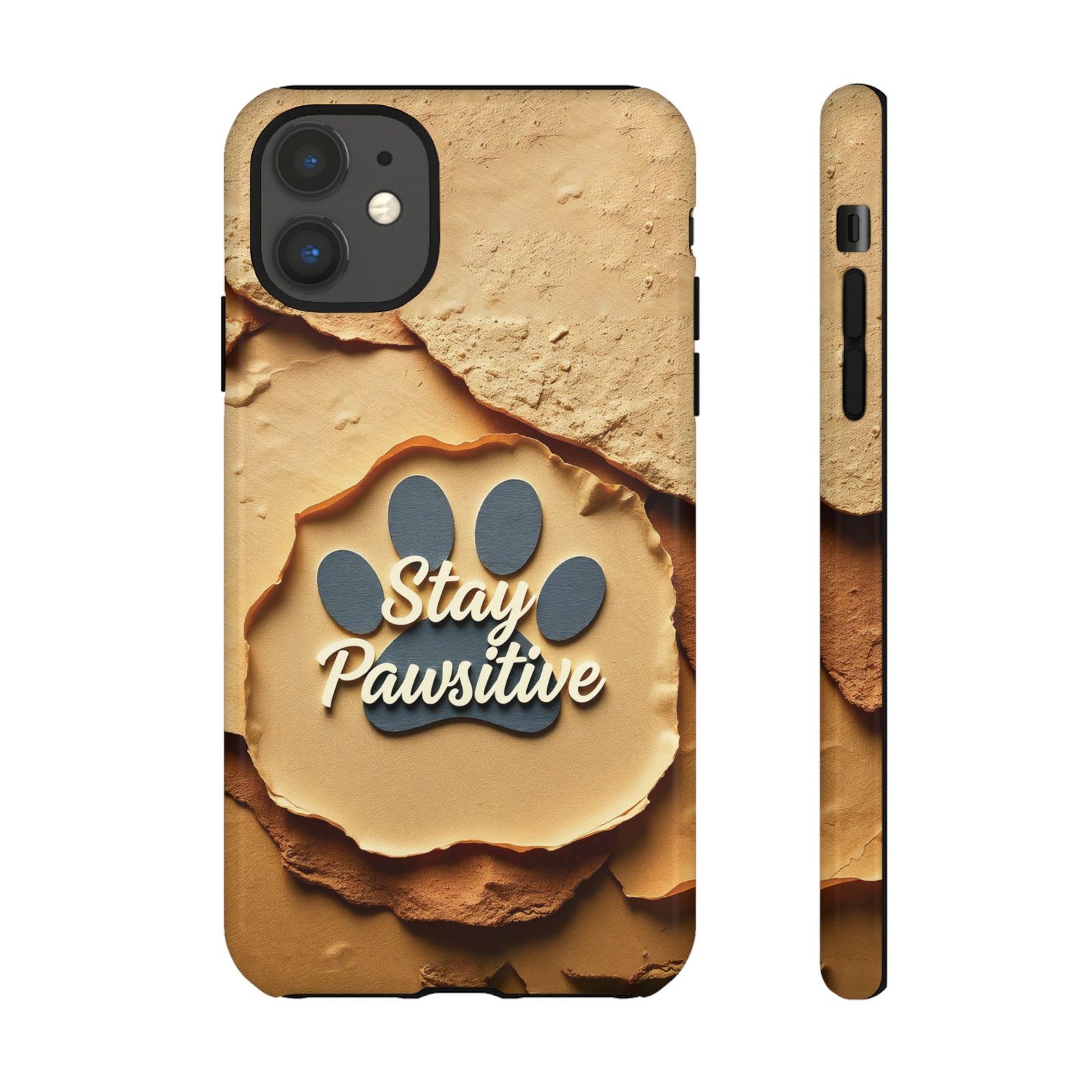 Stay Pawsitive Sand Paw Phone Case | Warm Earth-Tone Dog Lover Gift | Glossy Tough iPhone, Samsung & Pixel Cover - Image 9