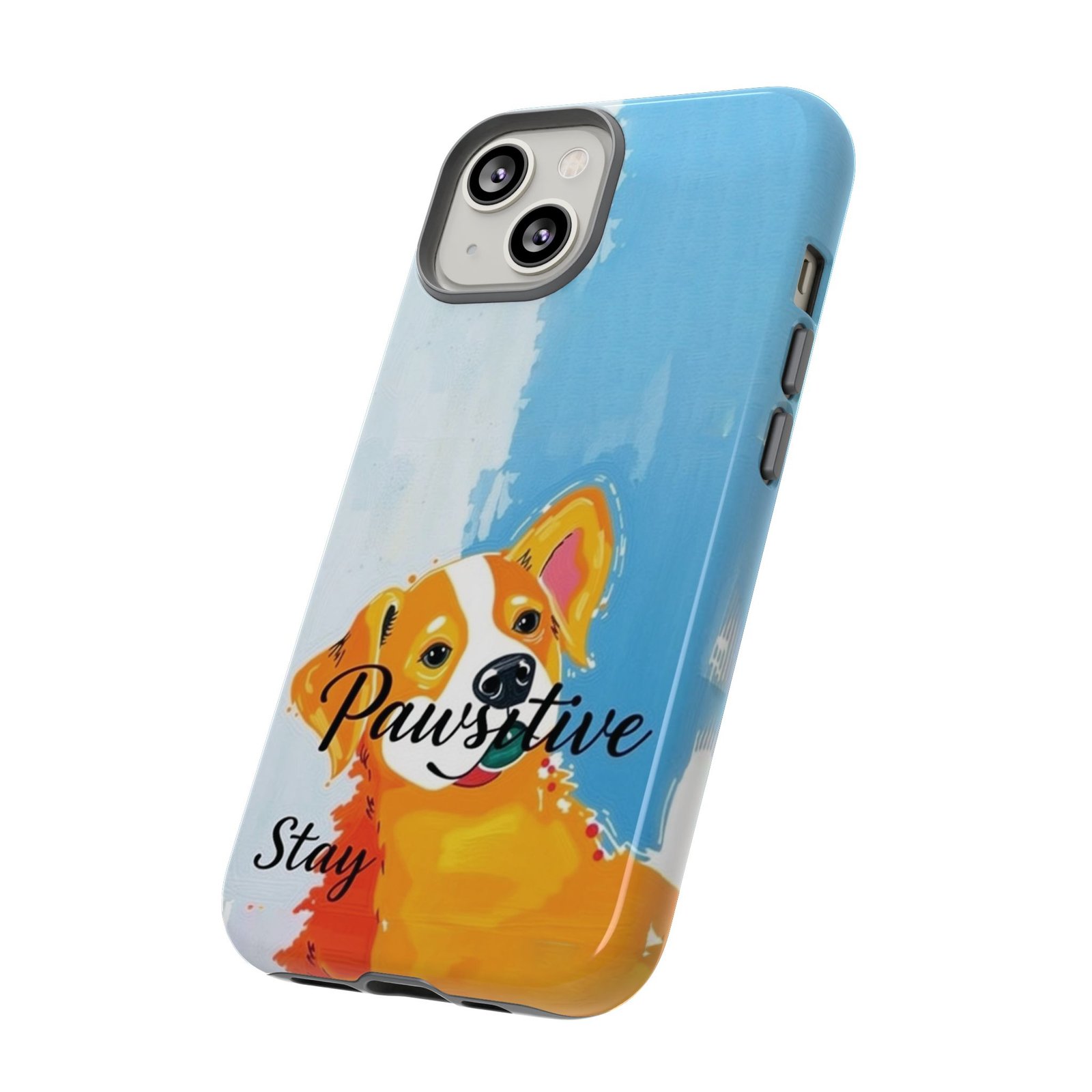 Stay Pawsitive Corgi Phone Case | Funny Dog Mom Gift, Cute Pet Lover iPhone & Samsung Cover | CleoCloudy™ Glossy Protective Case - Image 45