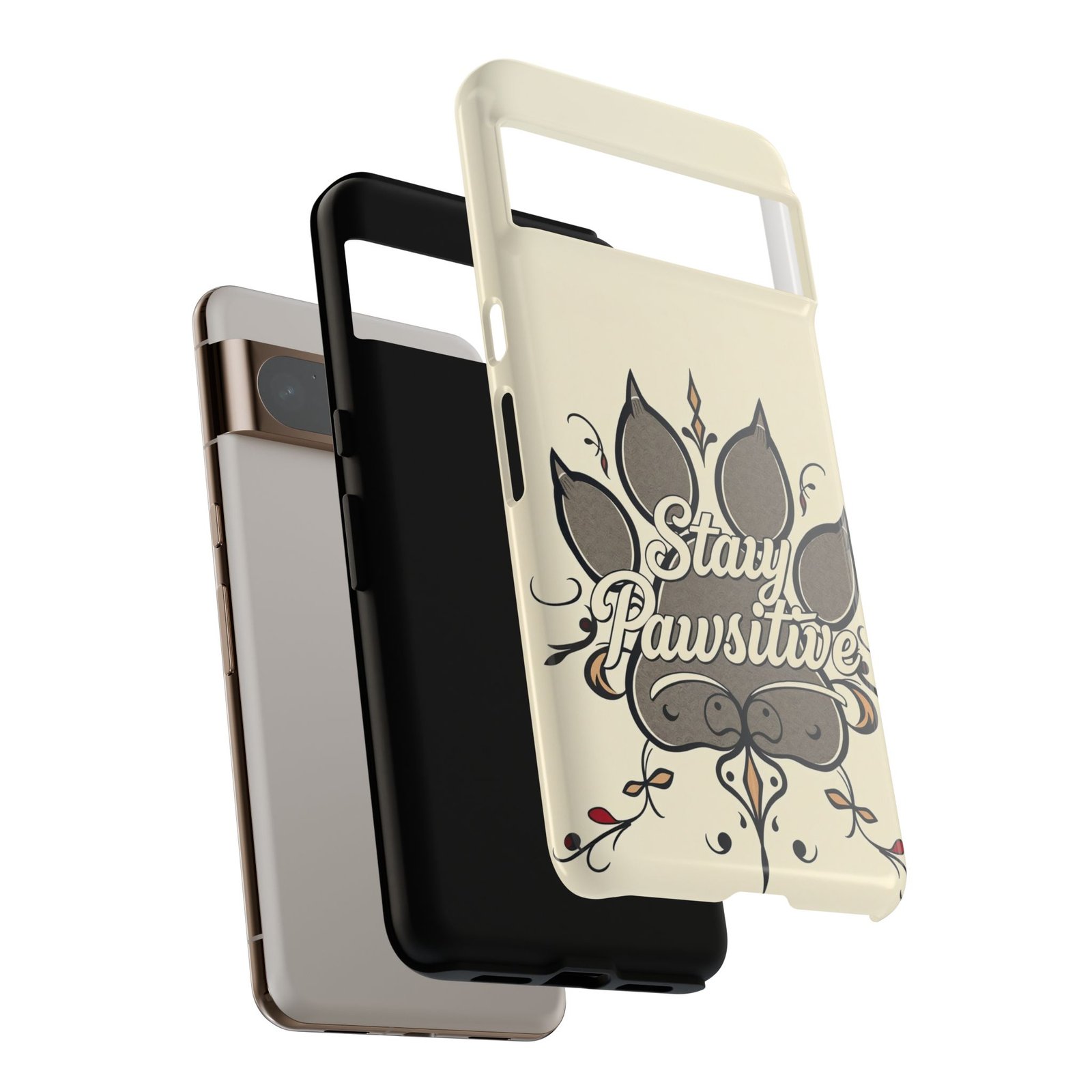 Stay Pawsitive Floral Paw Phone Case | Dog Lover Gift | Glossy Tough iPhone, Samsung & Pixel Cover - Image 107