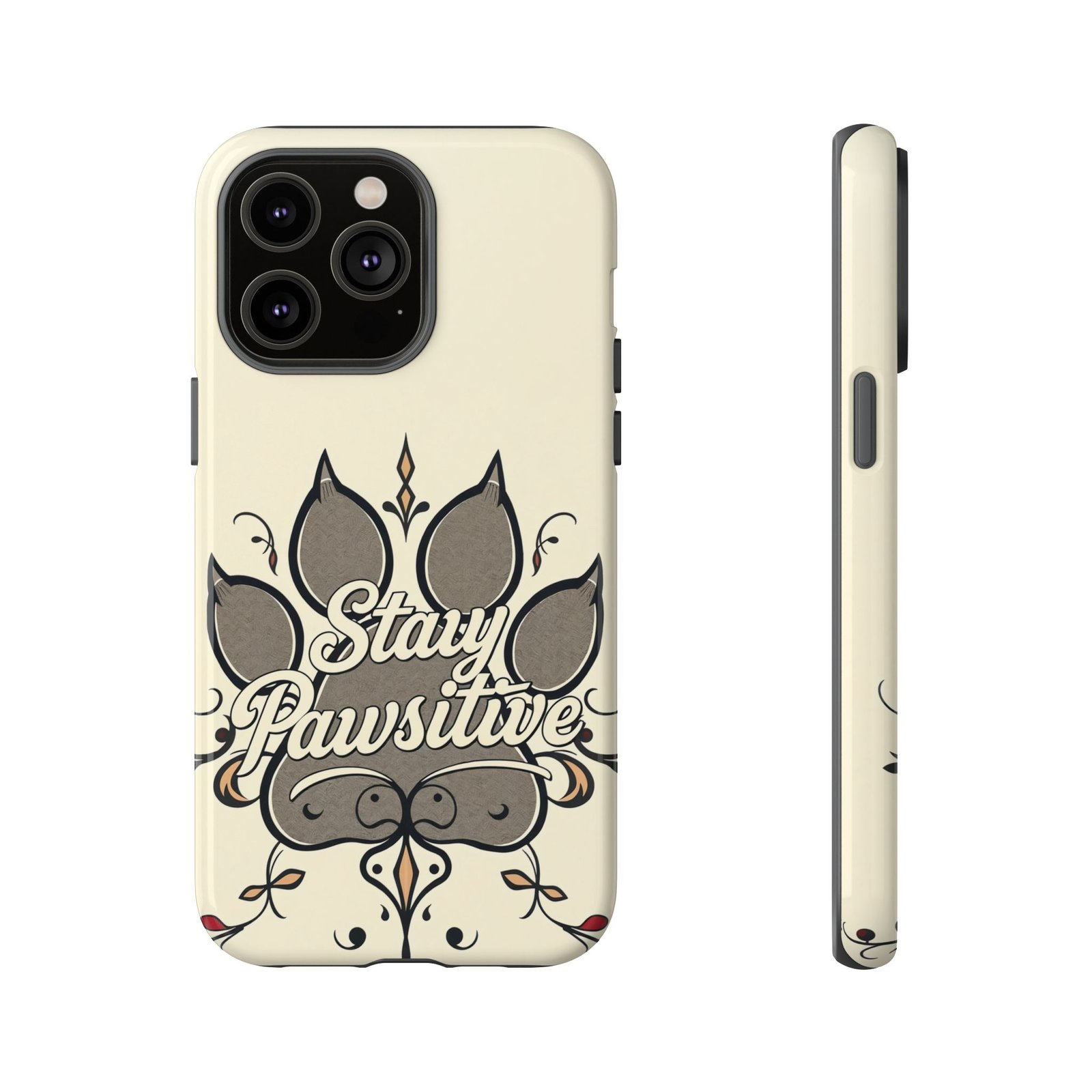 Stay Pawsitive Floral Paw Phone Case | Dog Lover Gift | Glossy Tough iPhone, Samsung & Pixel Cover - Image 56