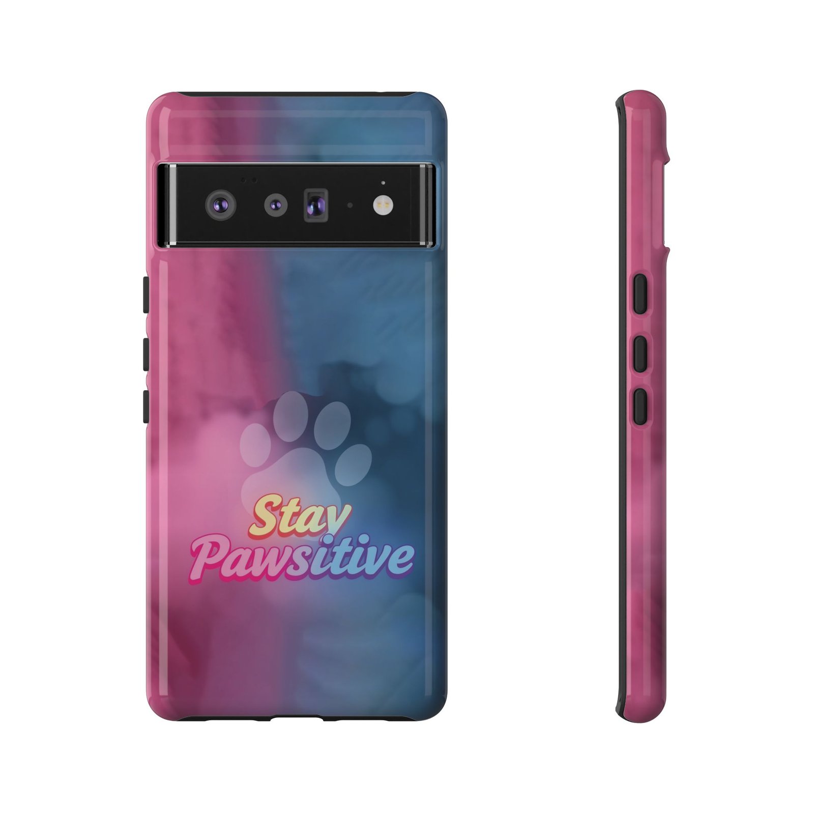 Stay Pawsitive Neon Paw Phone Case | Colorful Dog Lover Gift | Glossy Tough iPhone, Samsung & Pixel Cover - Image 76