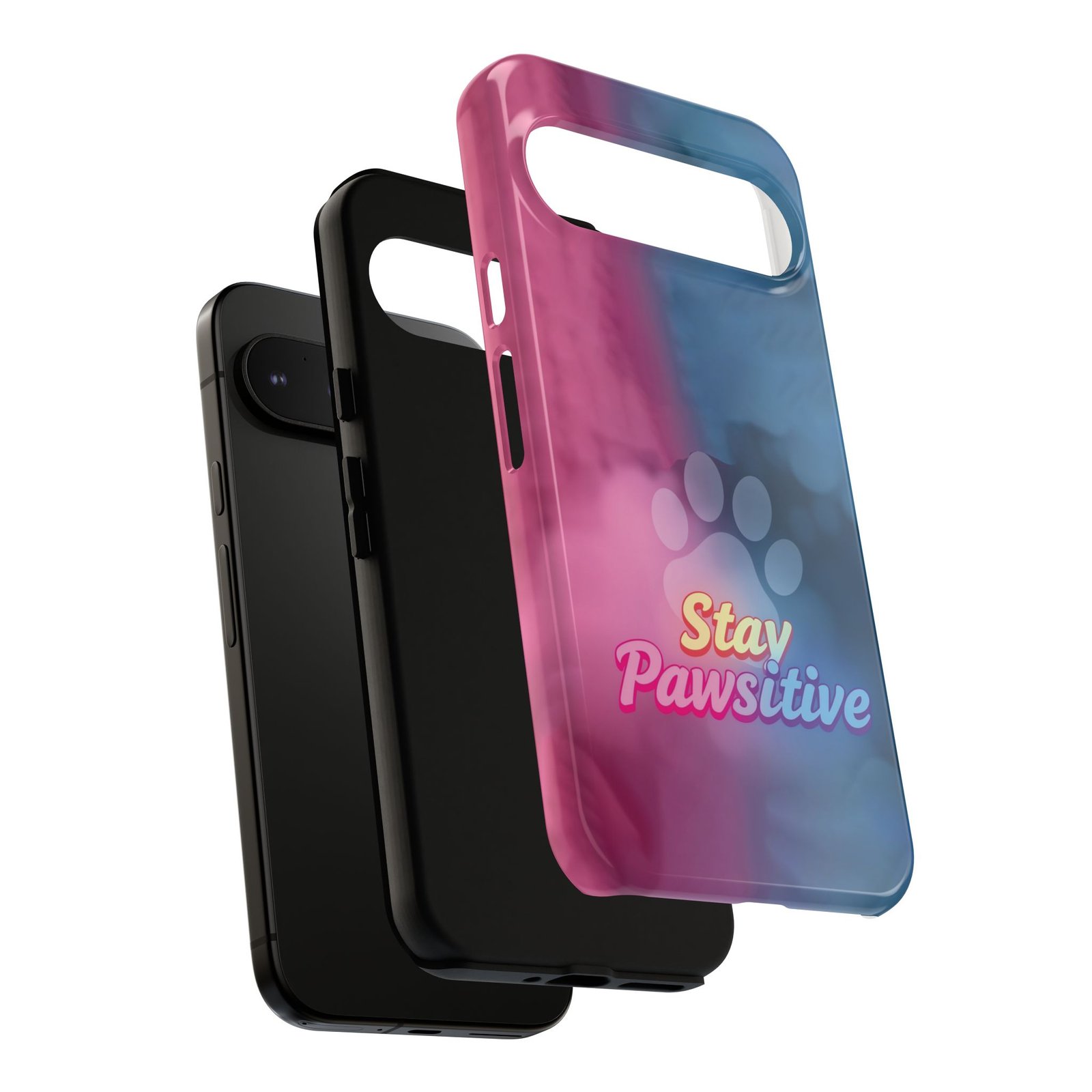 Stay Pawsitive Neon Paw Phone Case | Colorful Dog Lover Gift | Glossy Tough iPhone, Samsung & Pixel Cover - Image 136