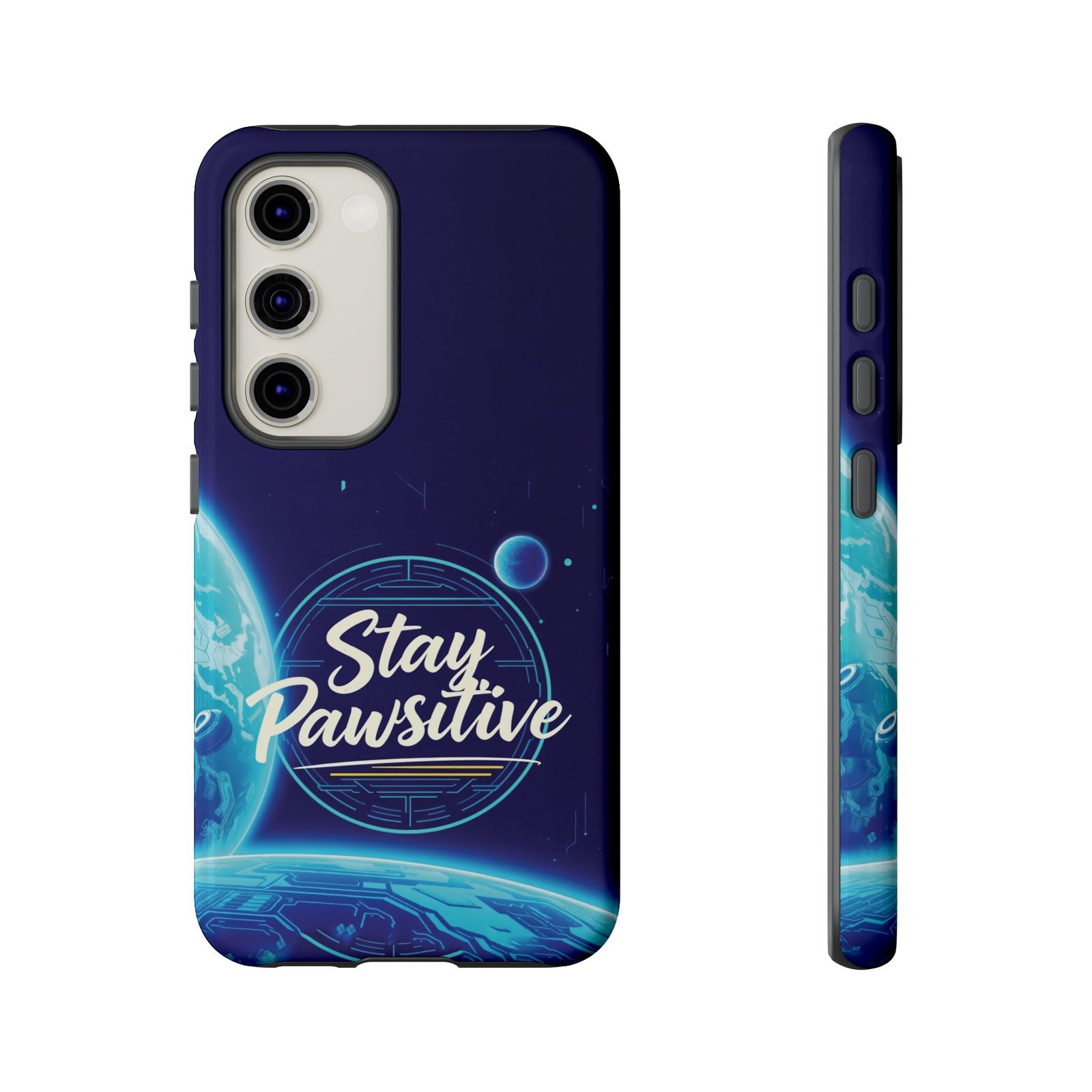Stay Pawsitive Planet Phone Case | Cyber Paws Collection by CleoCloudy™ | Glossy Tough iPhone, Samsung & Pixel Cover - Image 60