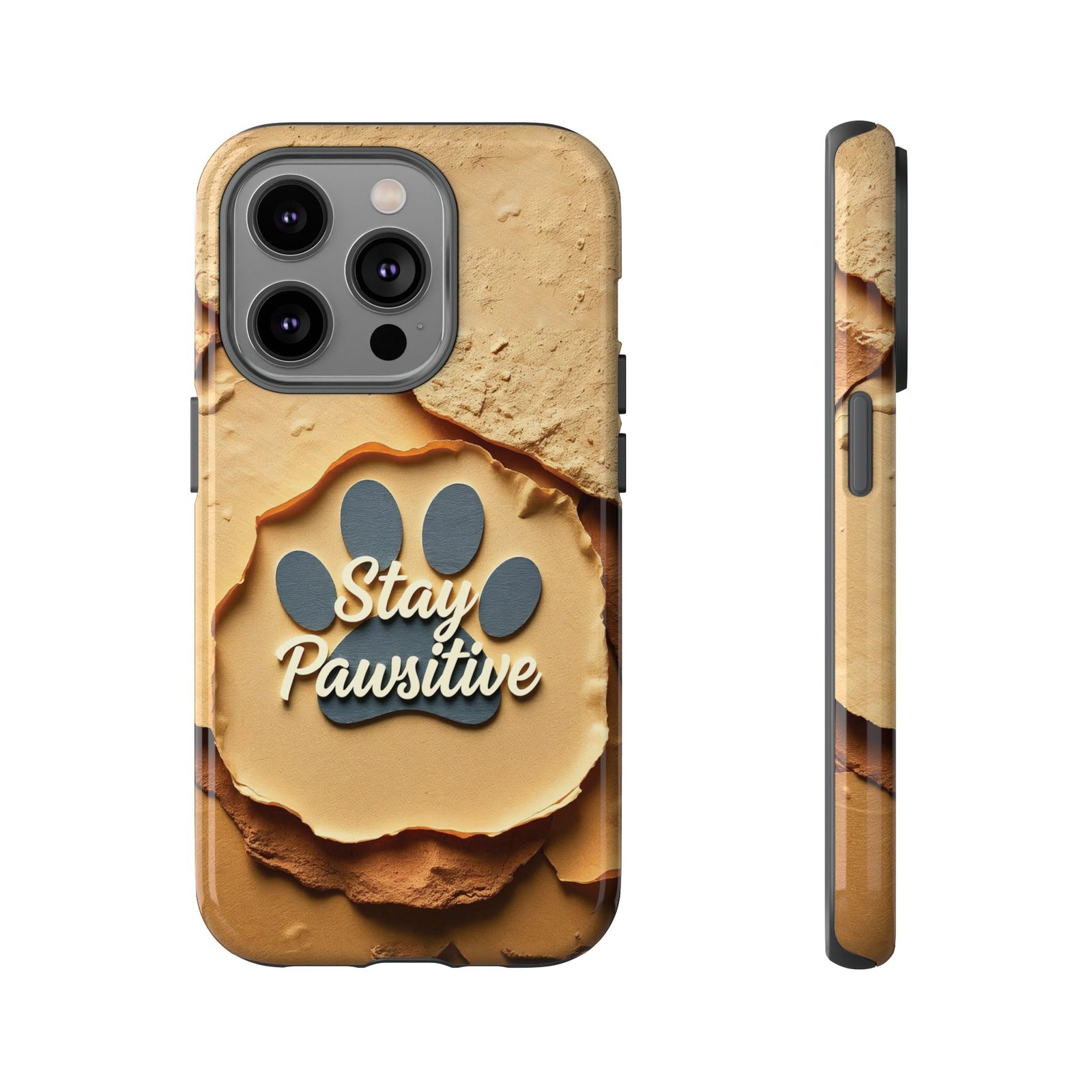 Stay Pawsitive Sand Paw Phone Case | Warm Earth-Tone Dog Lover Gift | Glossy Tough iPhone, Samsung & Pixel Cover - Image 49