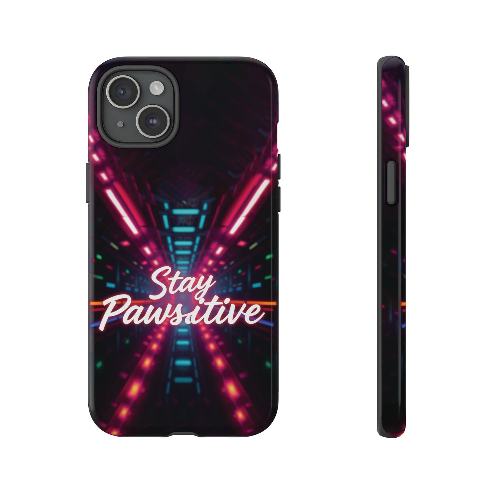 Stay Pawsitive Cyber Tunnel Phone Case | Futuristic Dog Lover Gift | Glossy Tough iPhone, Samsung & Pixel Cover - Image 83