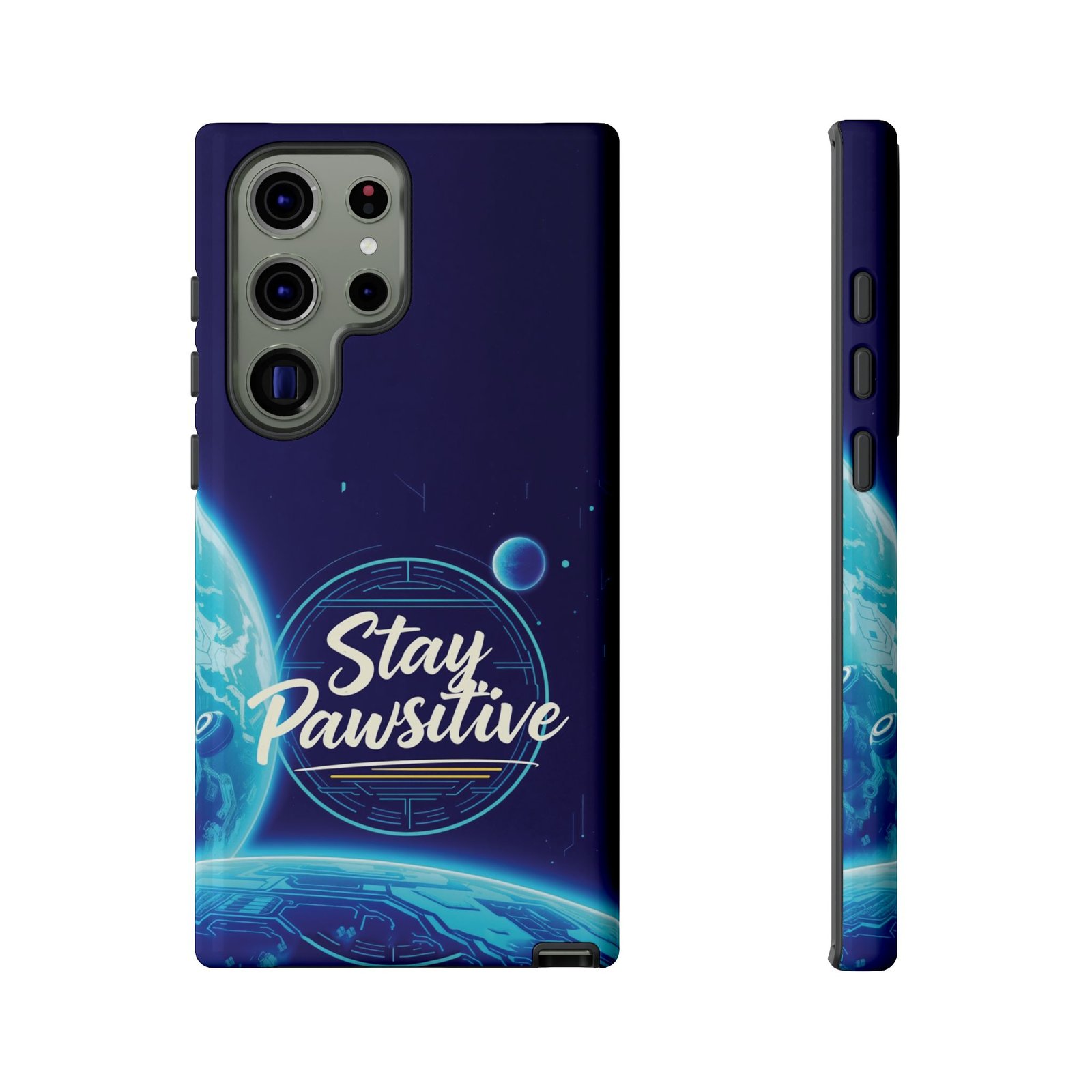 Stay Pawsitive Planet Phone Case | Cyber Paws Collection by CleoCloudy™ | Glossy Tough iPhone, Samsung & Pixel Cover - Image 68