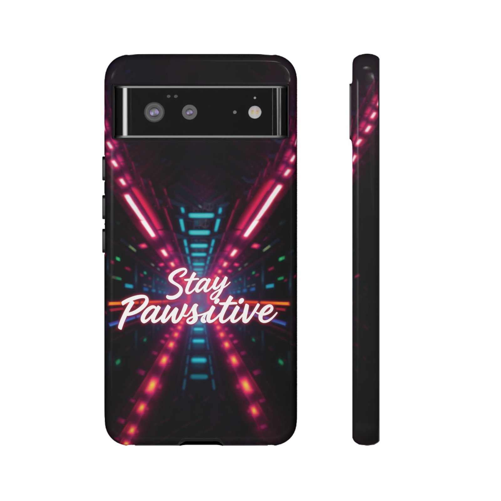 Stay Pawsitive Cyber Tunnel Phone Case | Futuristic Dog Lover Gift | Glossy Tough iPhone, Samsung & Pixel Cover - Image 32
