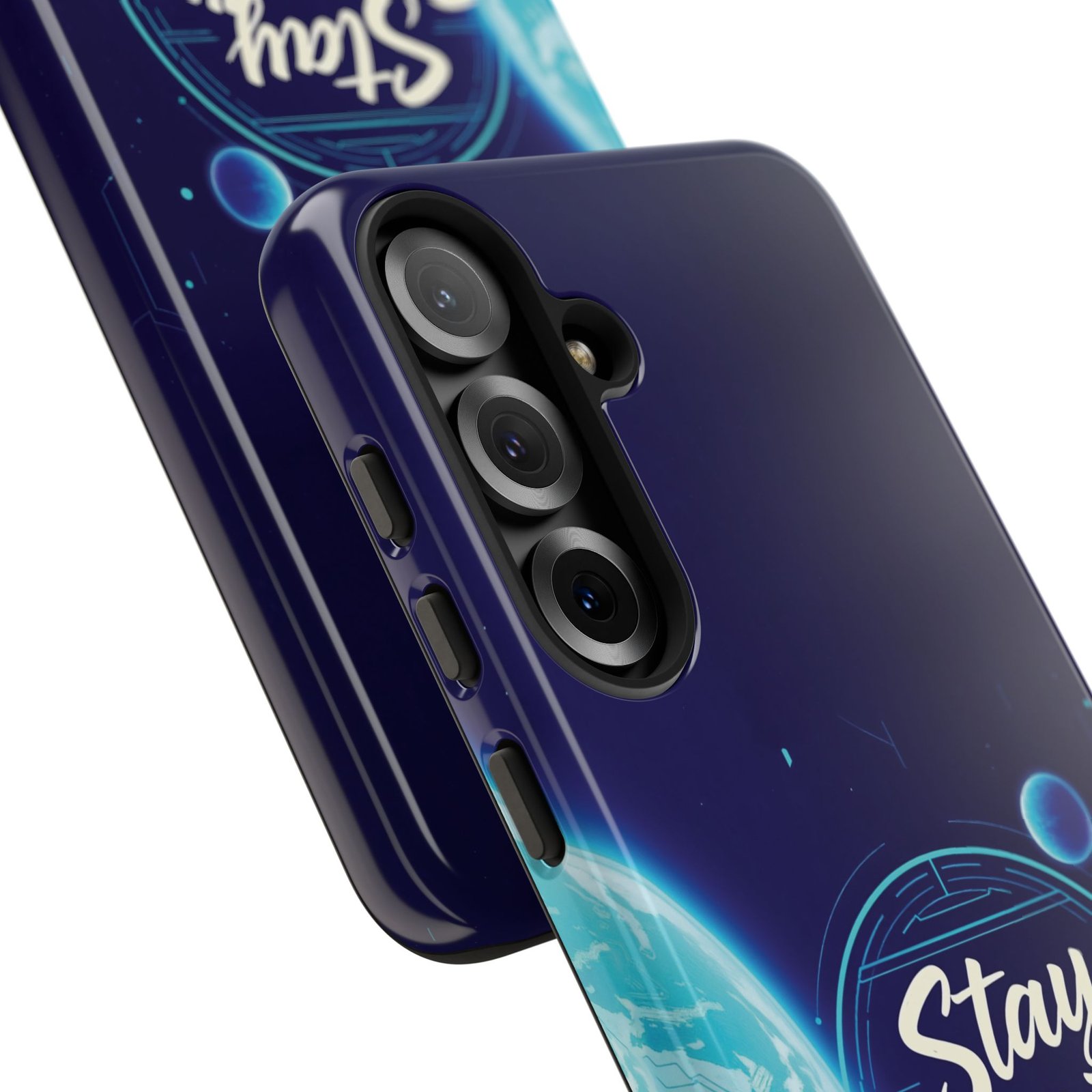 Stay Pawsitive Planet Phone Case | Cyber Paws Collection by CleoCloudy™ | Glossy Tough iPhone, Samsung & Pixel Cover - Image 163