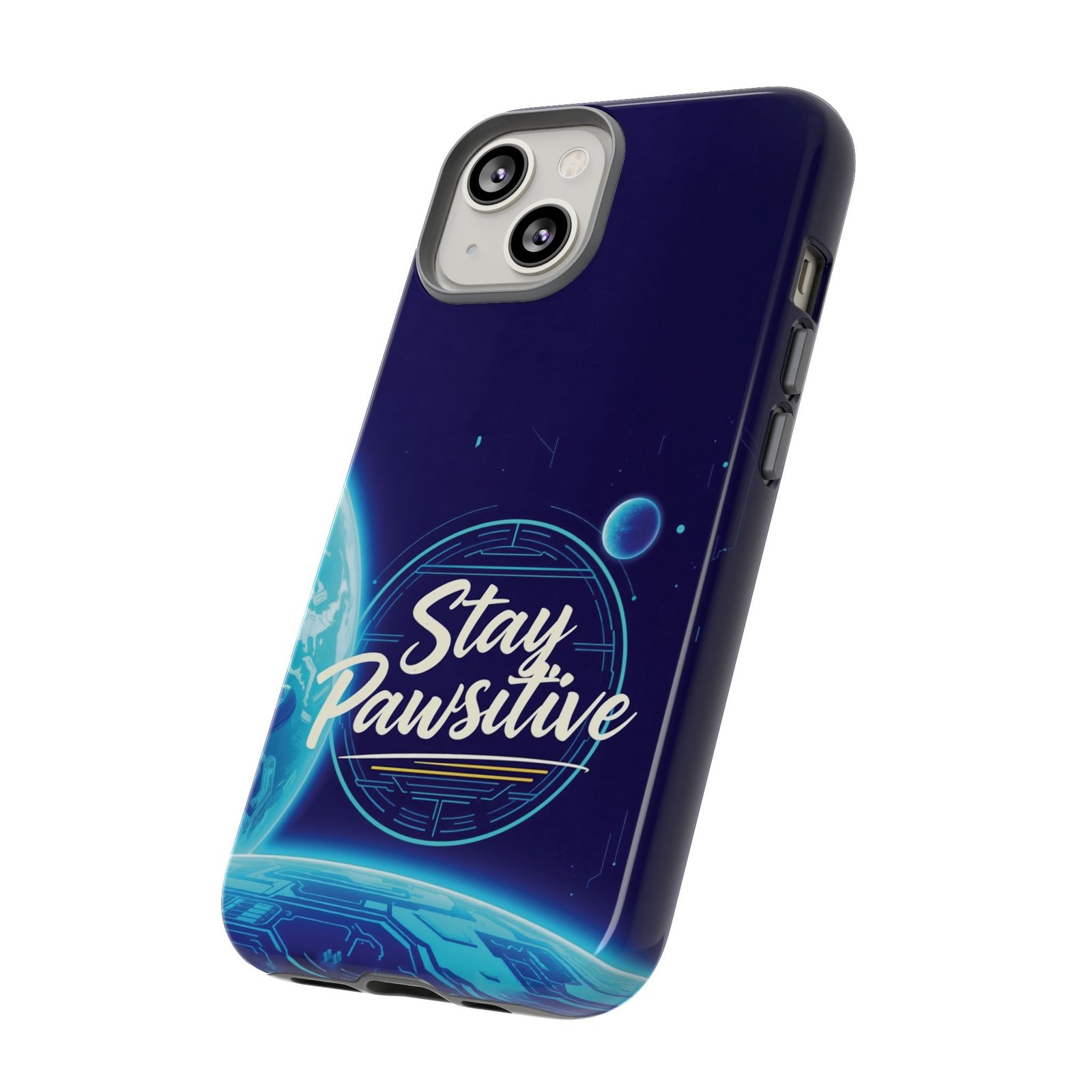 Stay Pawsitive Planet Phone Case | Cyber Paws Collection by CleoCloudy™ | Glossy Tough iPhone, Samsung & Pixel Cover - Image 45