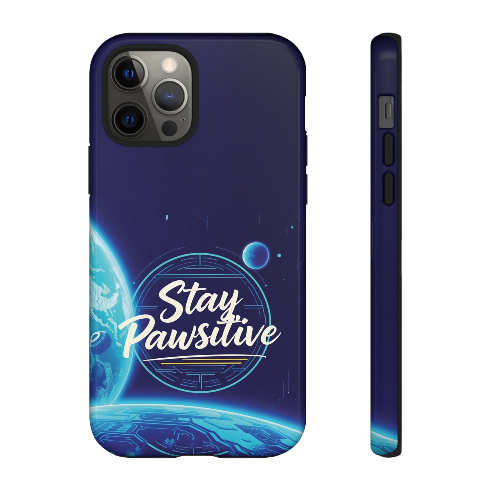 Stay Pawsitive Planet Phone Case | Cyber Paws Collection by CleoCloudy™ | Glossy Tough iPhone, Samsung & Pixel Cover - Image 17