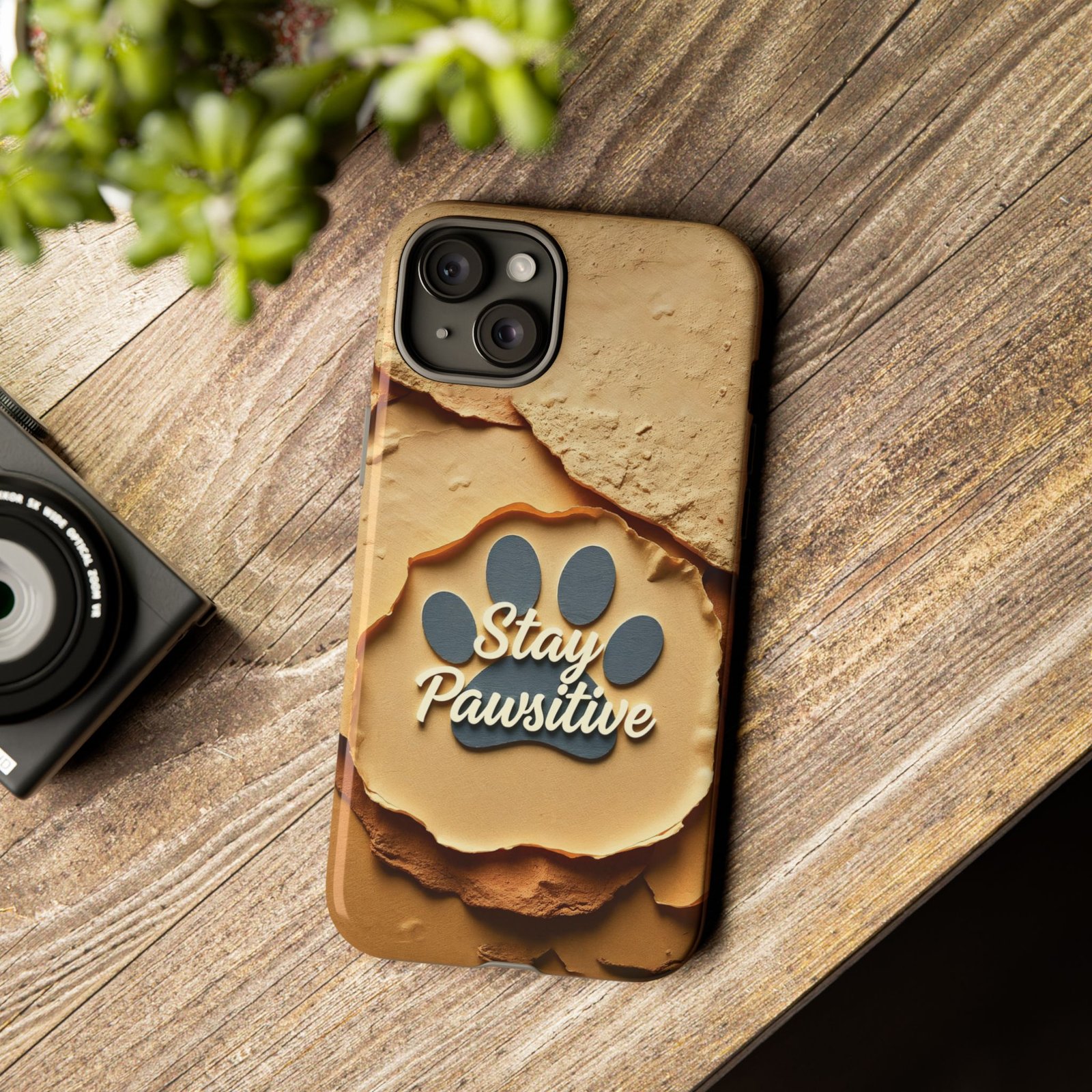 Stay Pawsitive Sand Paw Phone Case | Warm Earth-Tone Dog Lover Gift | Glossy Tough iPhone, Samsung & Pixel Cover - Image 86