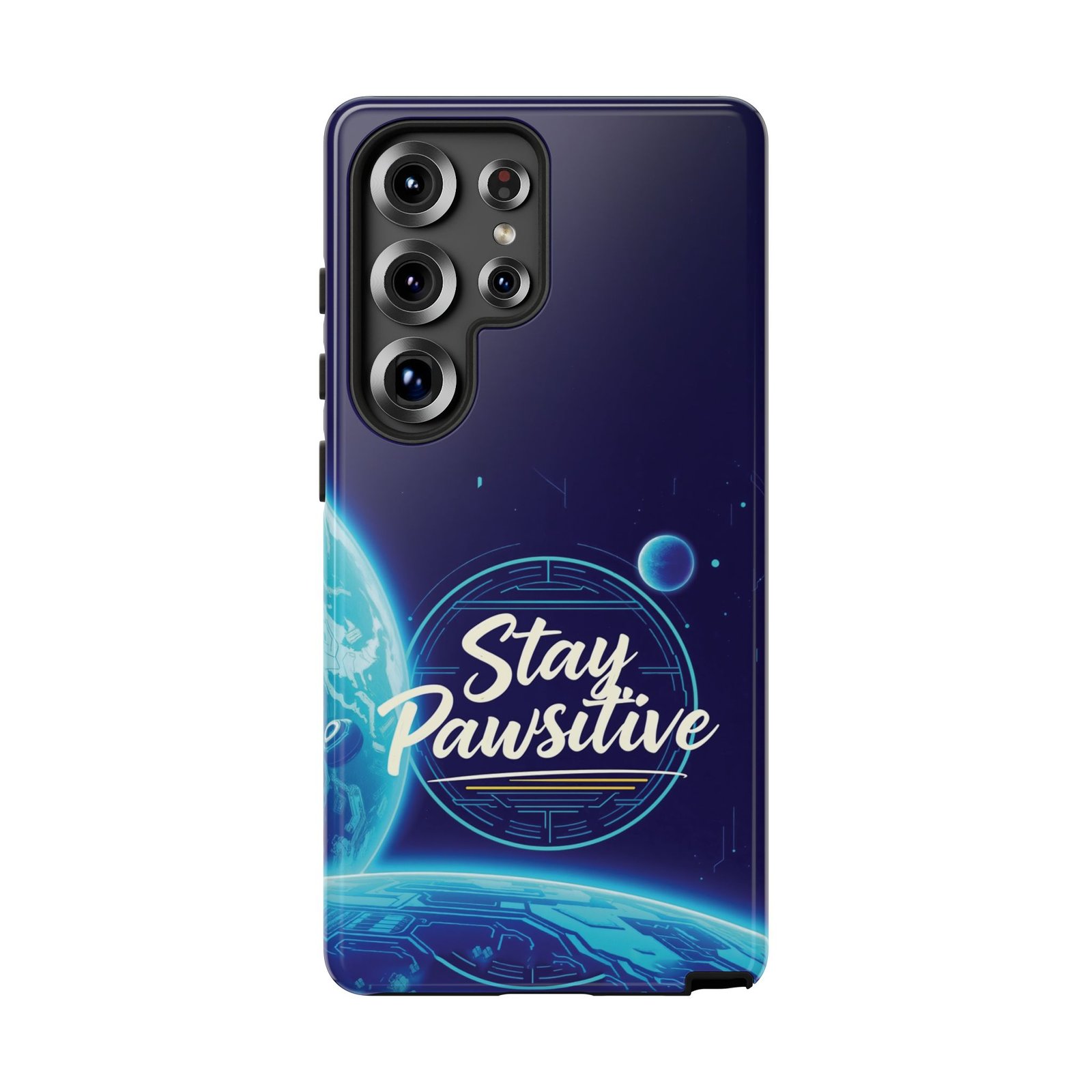 Stay Pawsitive Planet Phone Case | Cyber Paws Collection by CleoCloudy™ | Glossy Tough iPhone, Samsung & Pixel Cover - Image 166