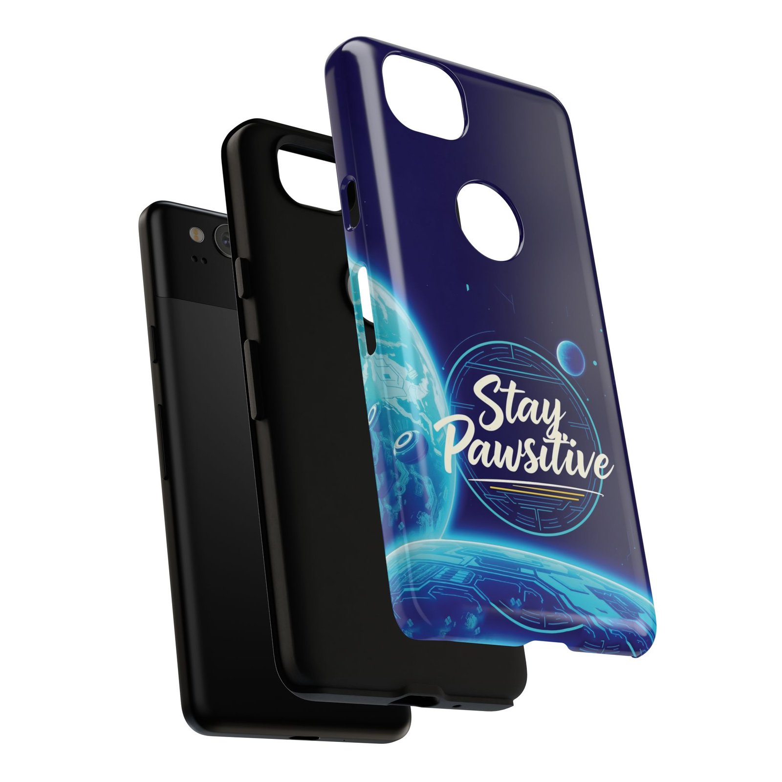 Stay Pawsitive Planet Phone Case | Cyber Paws Collection by CleoCloudy™ | Glossy Tough iPhone, Samsung & Pixel Cover - Image 139