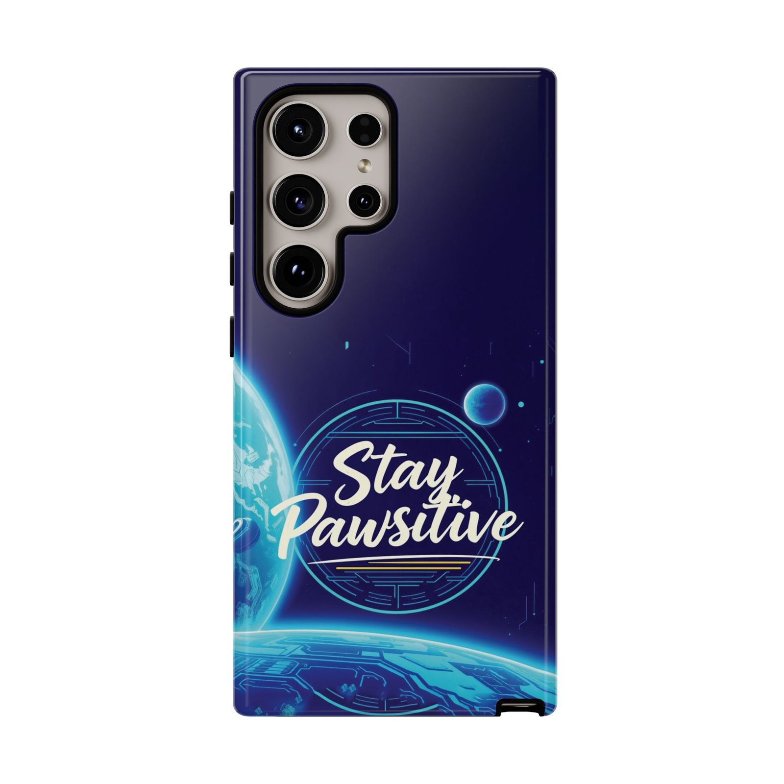 Stay Pawsitive Planet Phone Case | Cyber Paws Collection by CleoCloudy™ | Glossy Tough iPhone, Samsung & Pixel Cover - Image 100
