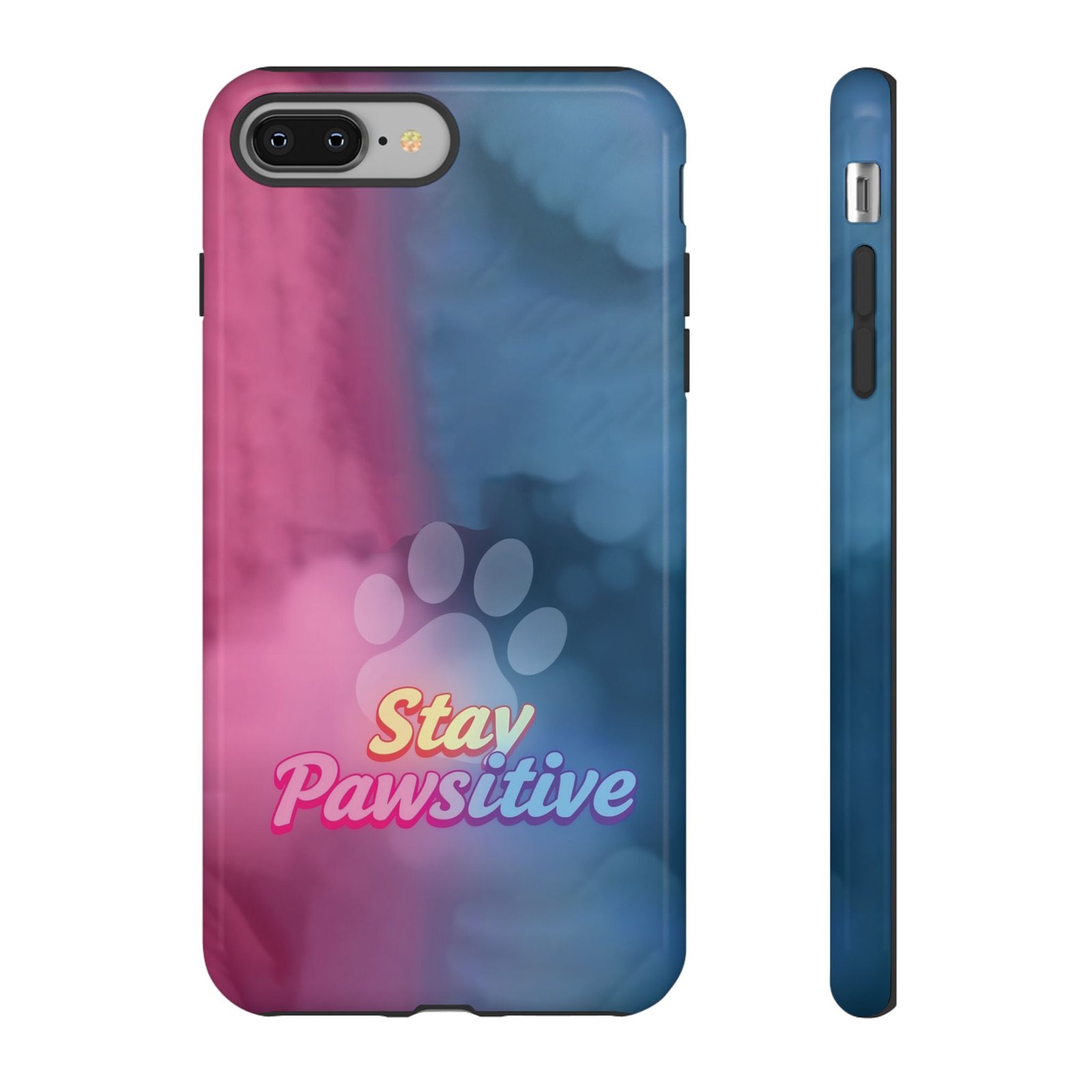 Stay Pawsitive Neon Paw Phone Case | Colorful Dog Lover Gift | Glossy Tough iPhone, Samsung & Pixel Cover - Image 2