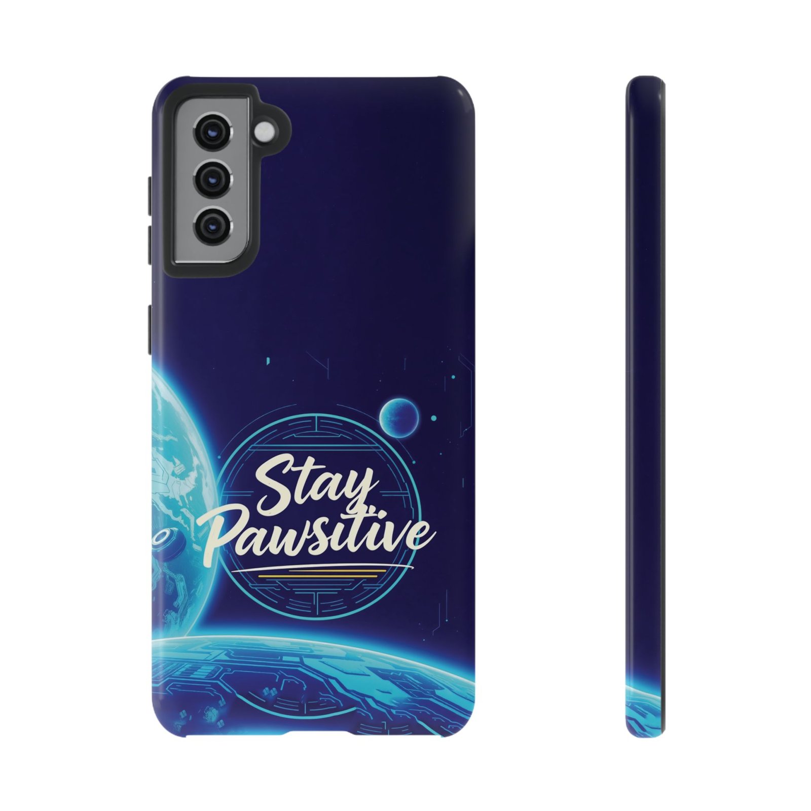 Stay Pawsitive Planet Phone Case | Cyber Paws Collection by CleoCloudy™ | Glossy Tough iPhone, Samsung & Pixel Cover - Image 28